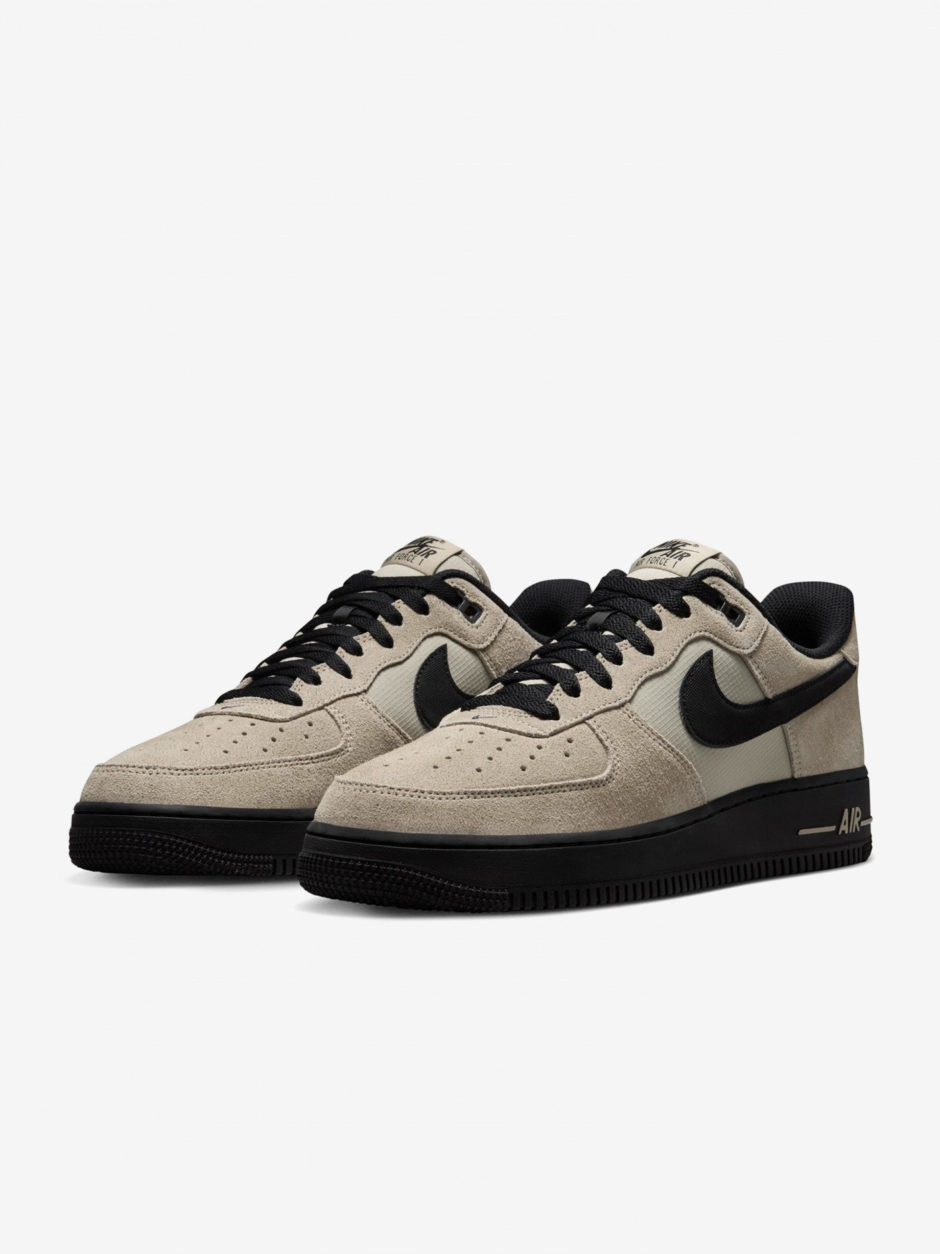 Nike Air Force 1 07 LV8 Beige and Black Suede and Fabric Sneakers For Men