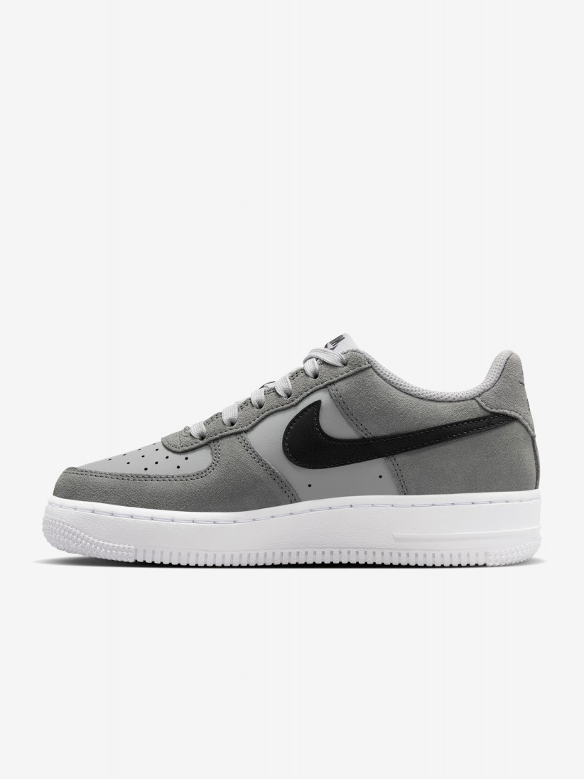Nike Air Force 1 Essential+ Grey Leather and Suede Junior Sneakers