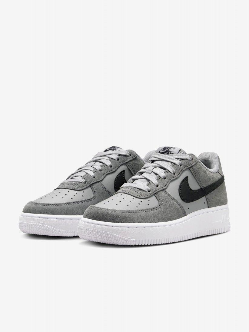 Nike Air Force 1 Essential+ Grey Leather and Suede Junior Sneakers