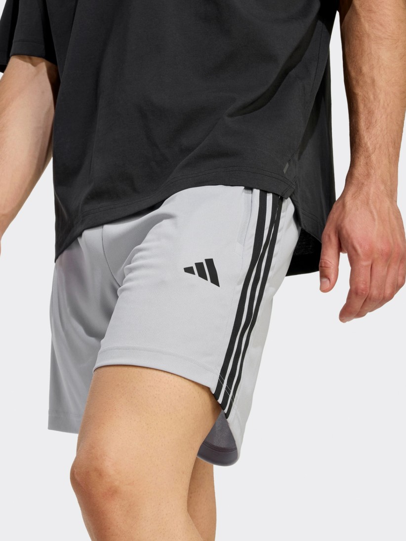 Adidas Workout Essentials Base 3-Stripes 18cm Grey and Black Training Shorts Adidas Workout Essentials Base 3-Stripes 18cm Grey and Black Training Shorts