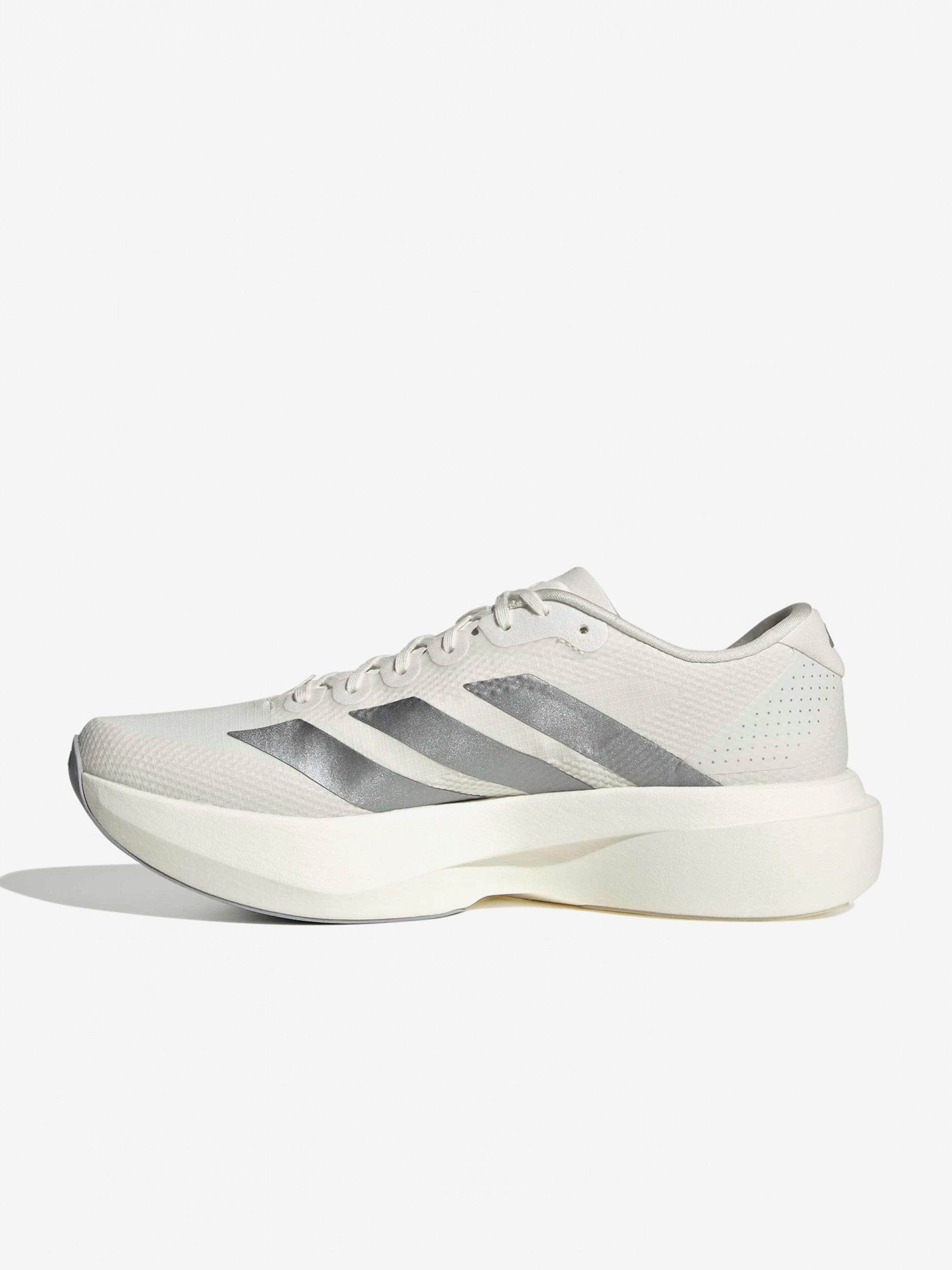 Adidas Adizero Evo SL Woven White and Silver Running Trainers
