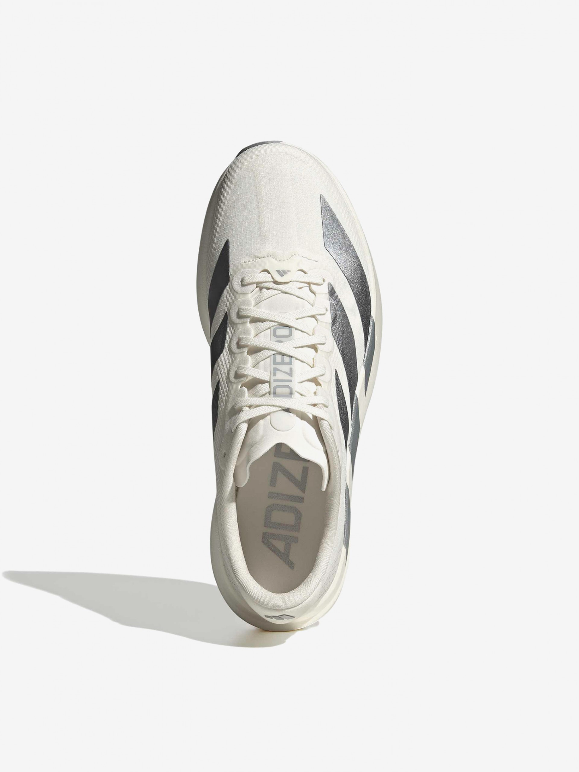 Adidas Adizero Evo SL Woven White and Silver Running Trainers