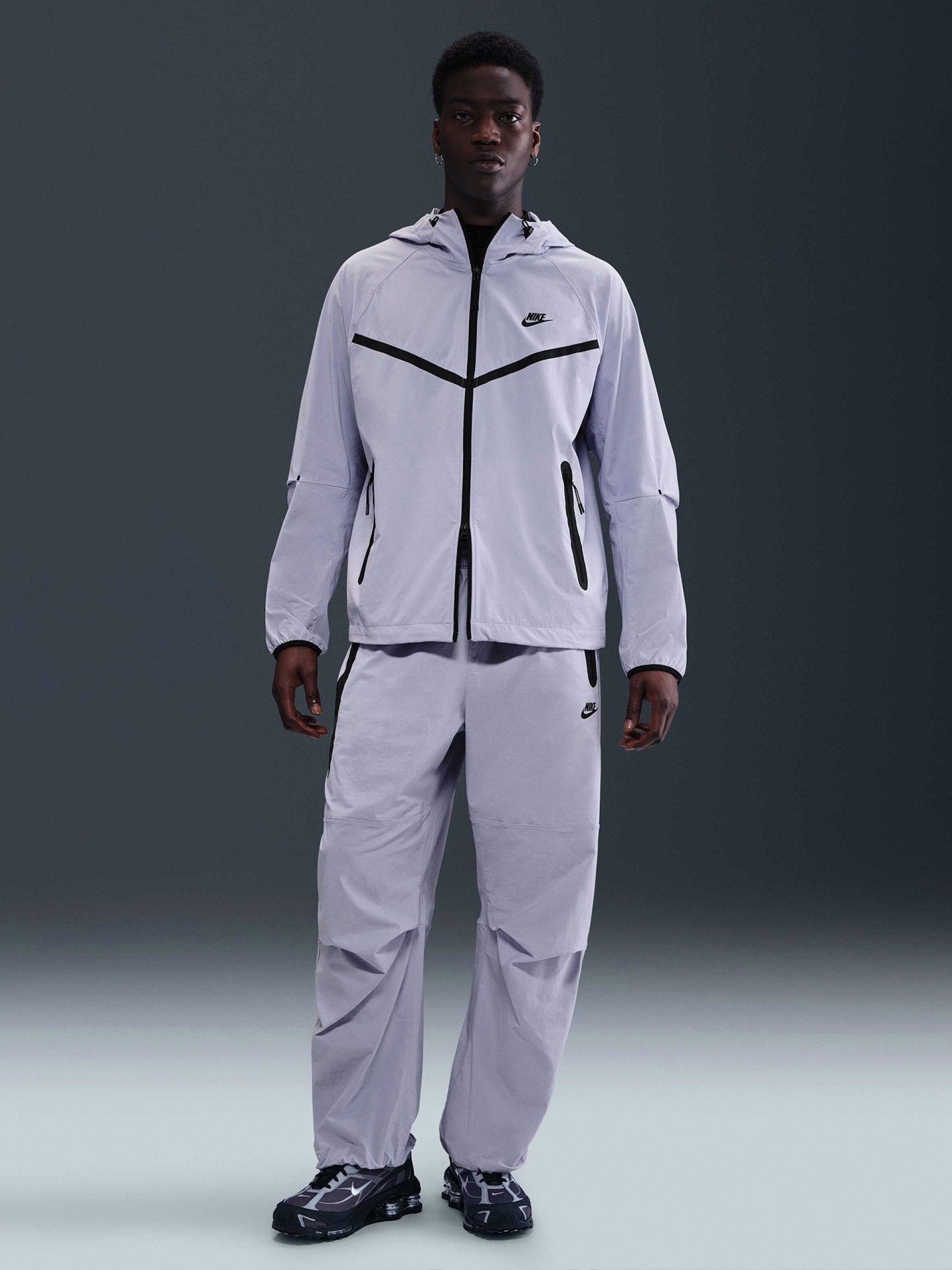 Nike Tech Woven Lilac Hooded Windbreaker Jacket For Men