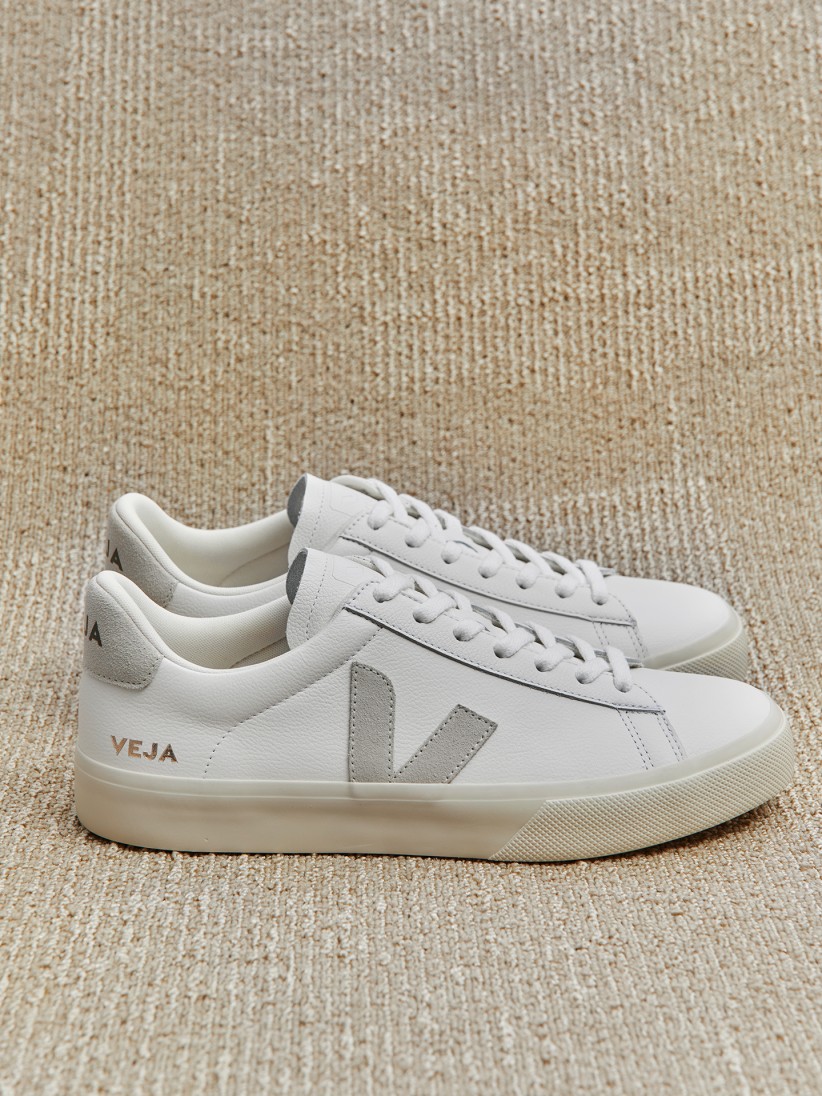 VEJA Campo Chromefree Leather White and Grey Sneakers