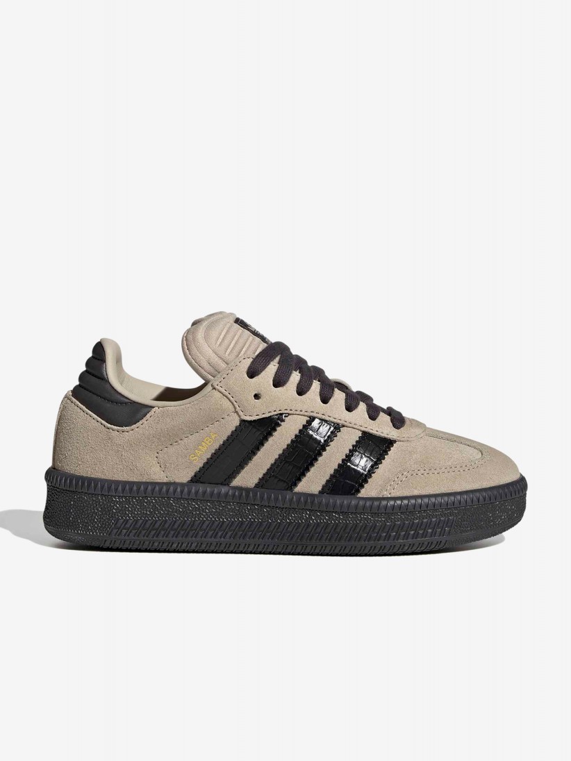 Adidas Samba XLG J Beige and Black Suede Sneakers