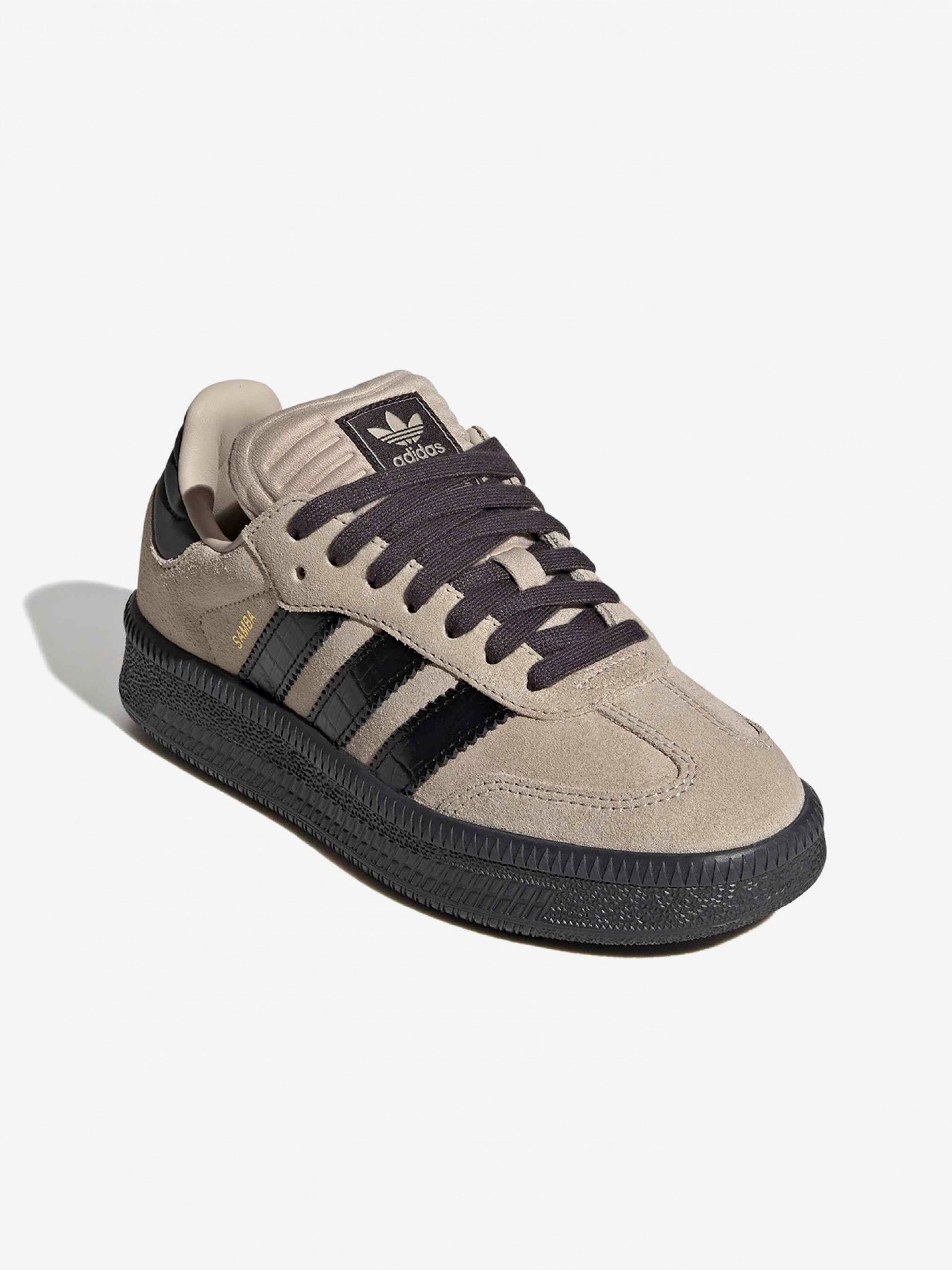 Sapatilhas Adidas Samba XLG J Bege e Pretas Em Camurça