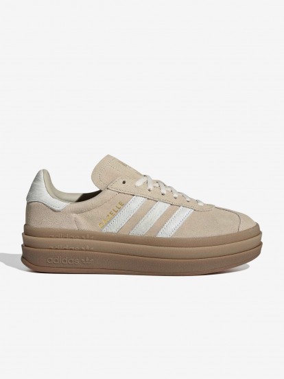 Sapatilhas Adidas Gazelle Bold W Bege e Brancas Em Camur�a