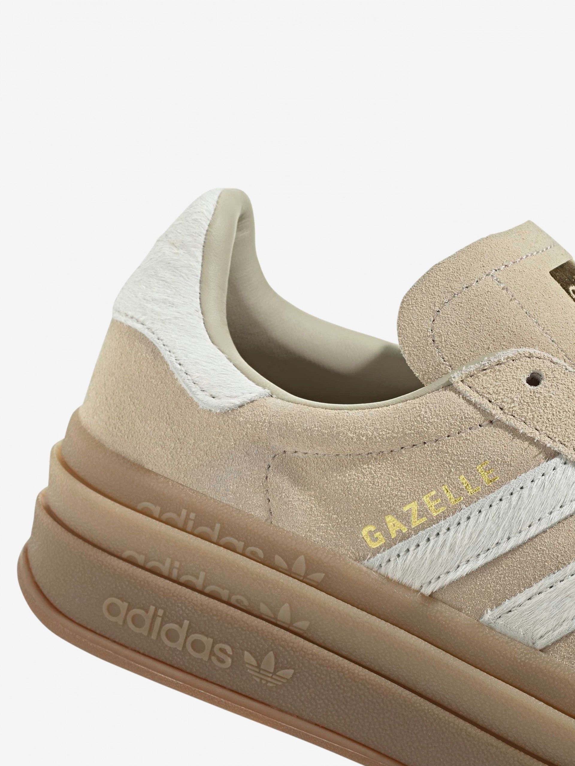 Sapatilhas Adidas Gazelle Bold W Bege e Brancas Em Camurça