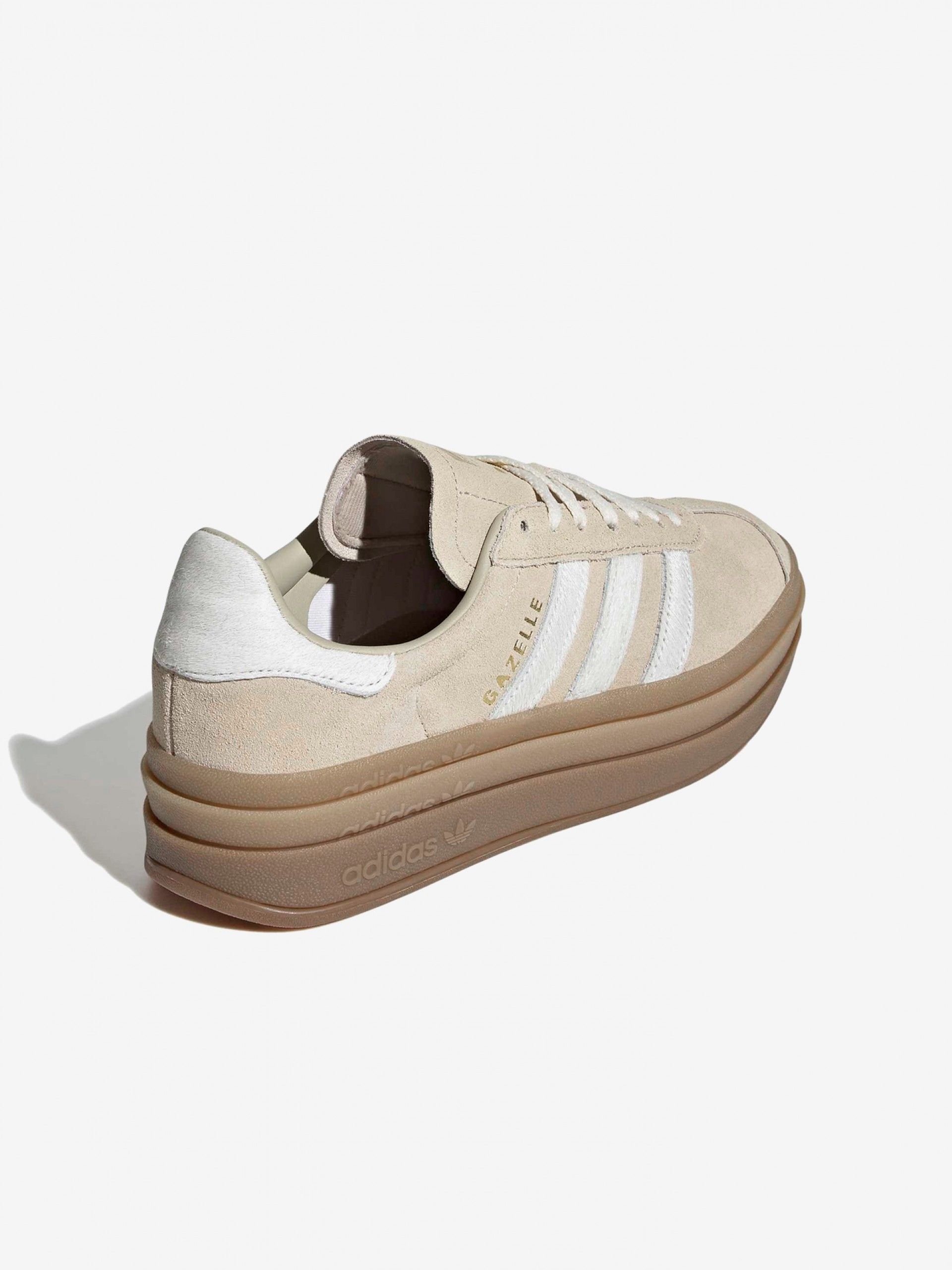 Sapatilhas Adidas Gazelle Bold W Bege e Brancas Em Camurça