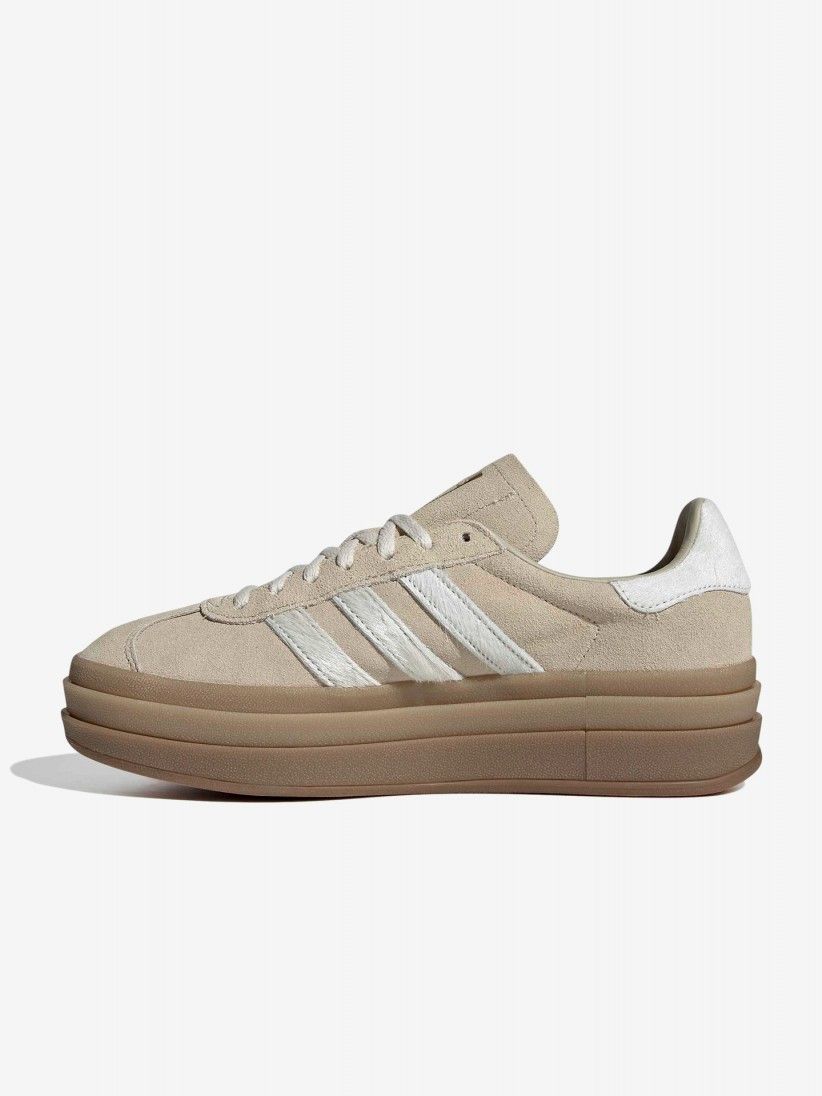 Zapatillas Adidas Gazelle Bold W Beige y Blancas De Gamuza
