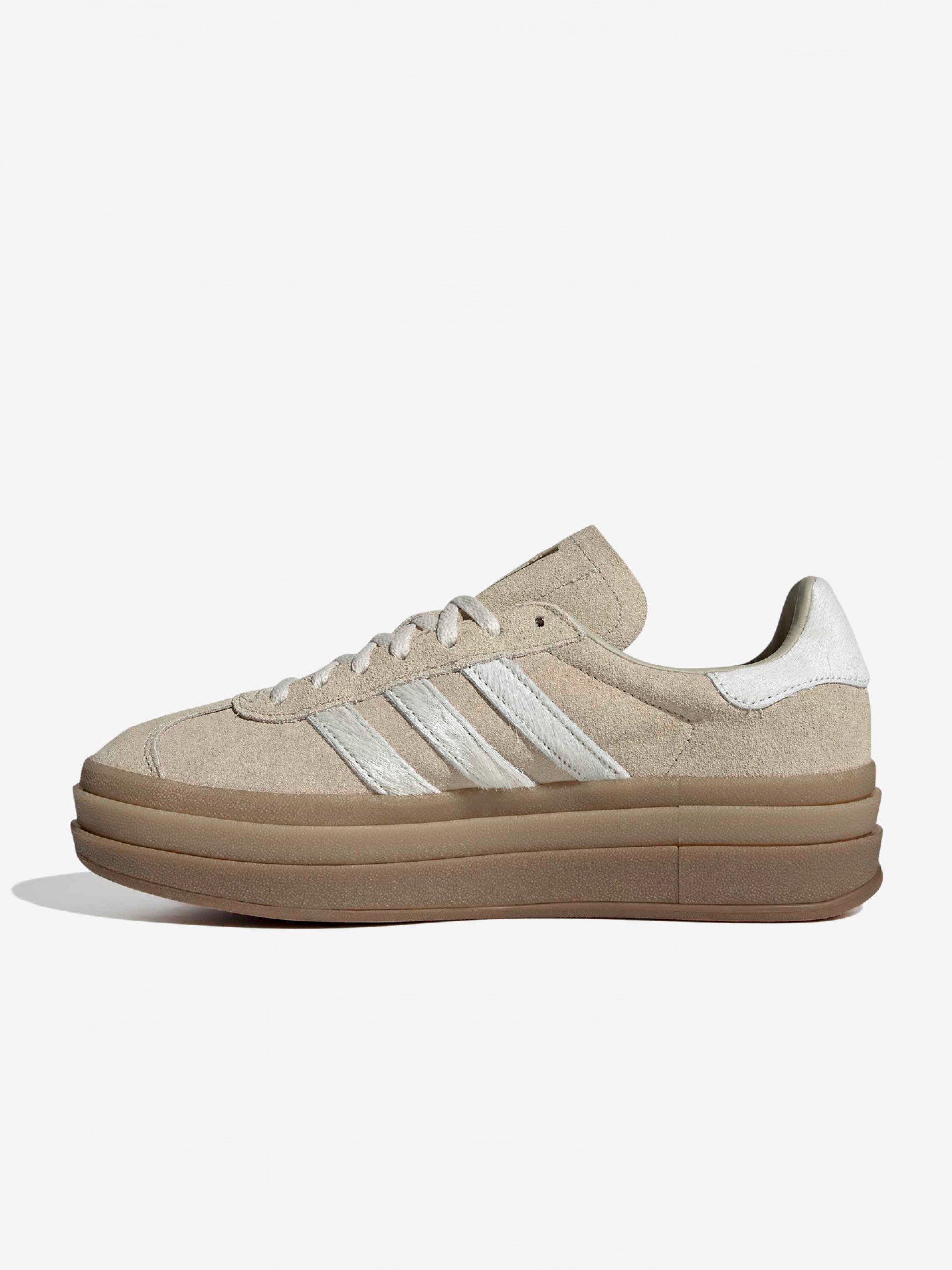Sapatilhas Adidas Gazelle Bold W Bege e Brancas Em Camurça