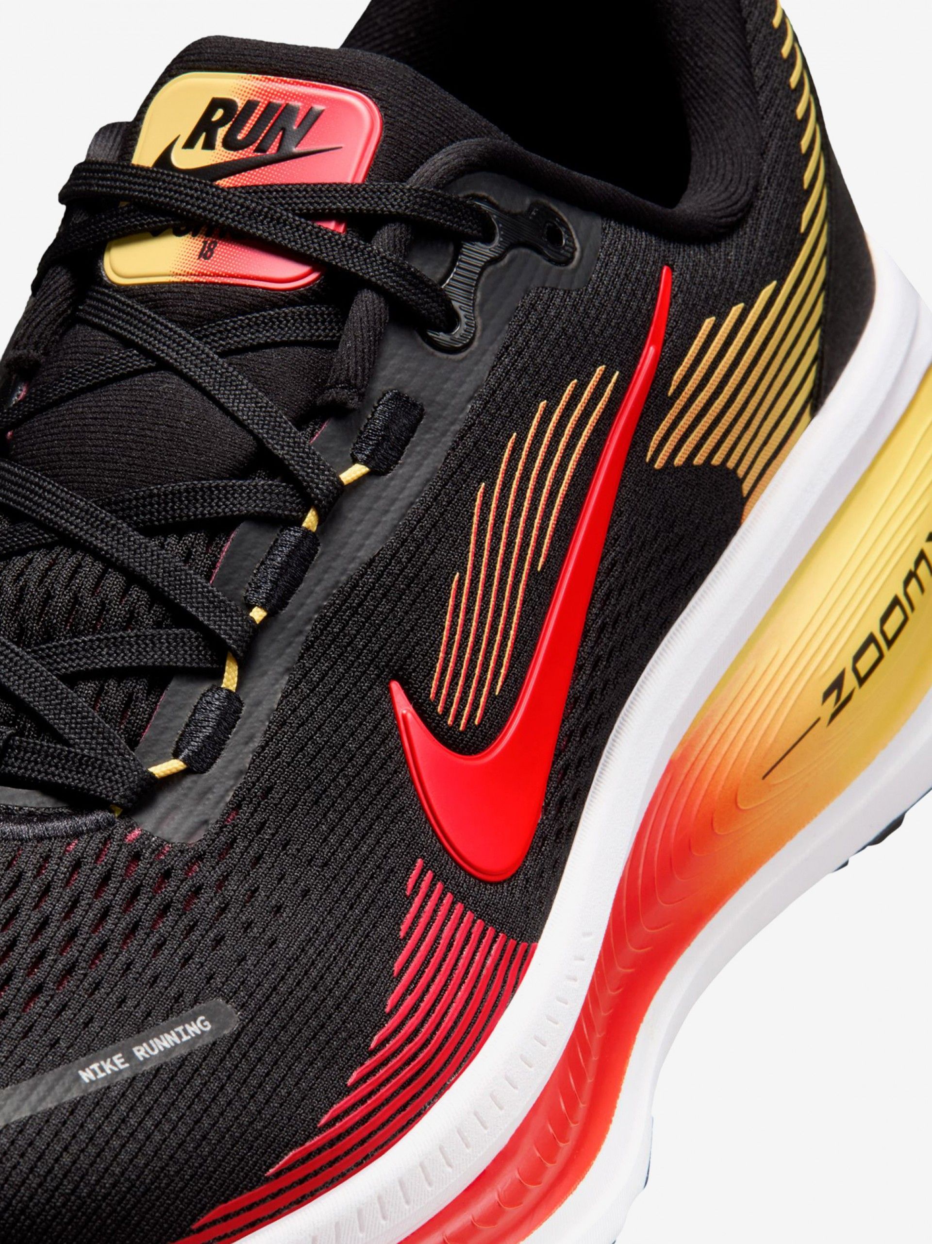 Nike Vomero 18 Black, Red and Yellow Running Trainers For Men