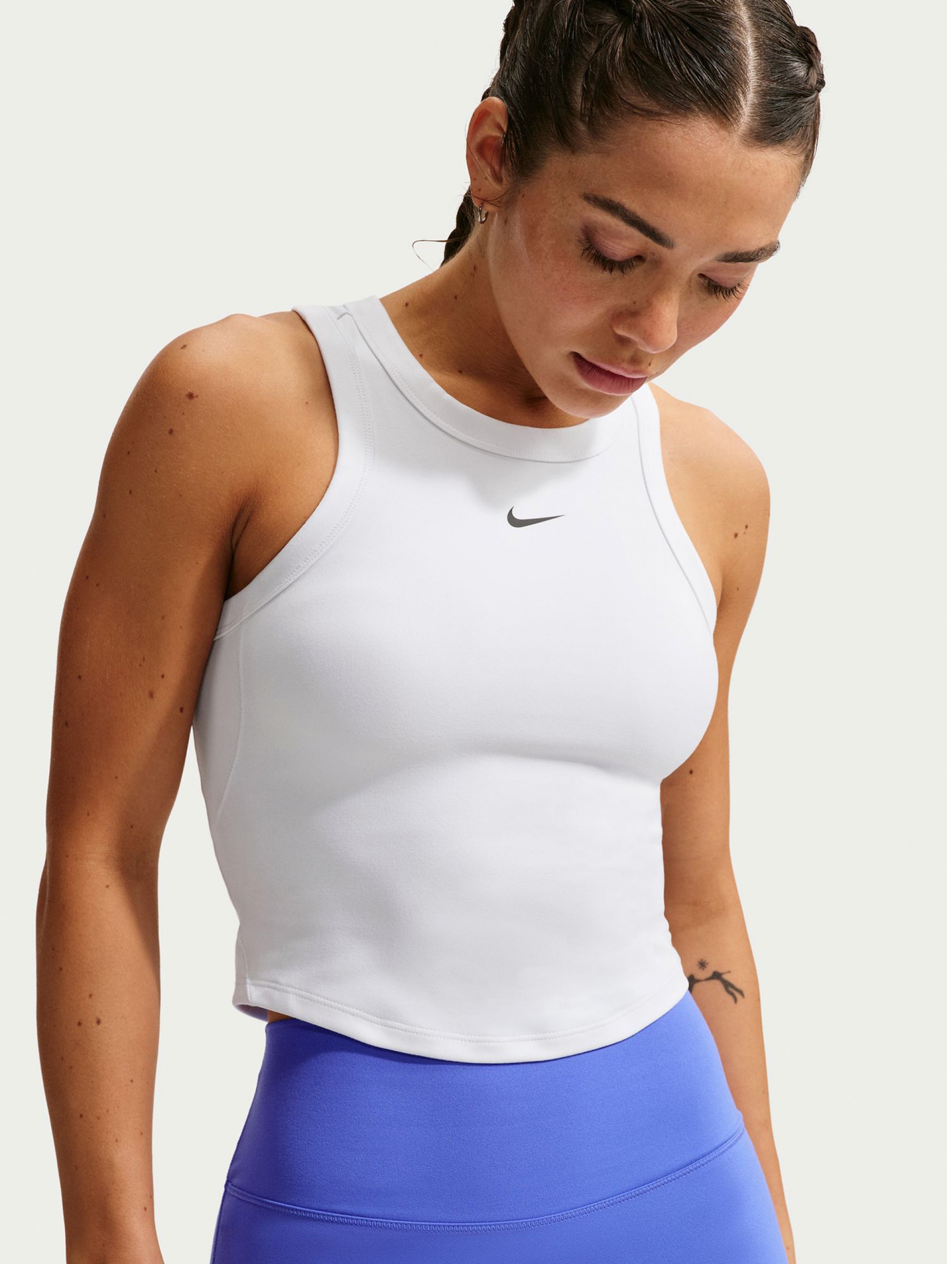 Nike One Fitted Dri-FIT Cropped White Tank For Women