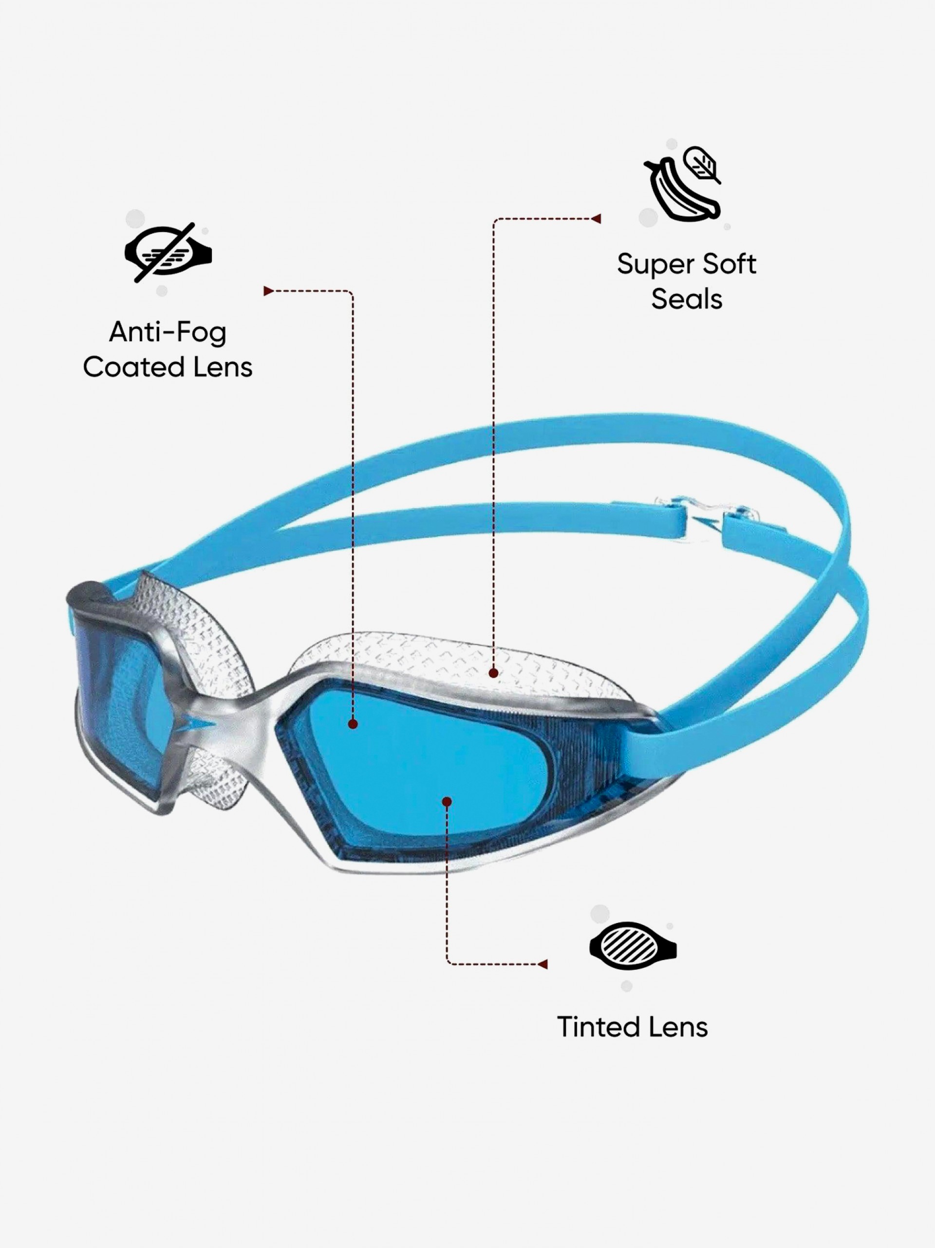 Óculos de Natação Speedo Hydropulse Azuis e Transparentes