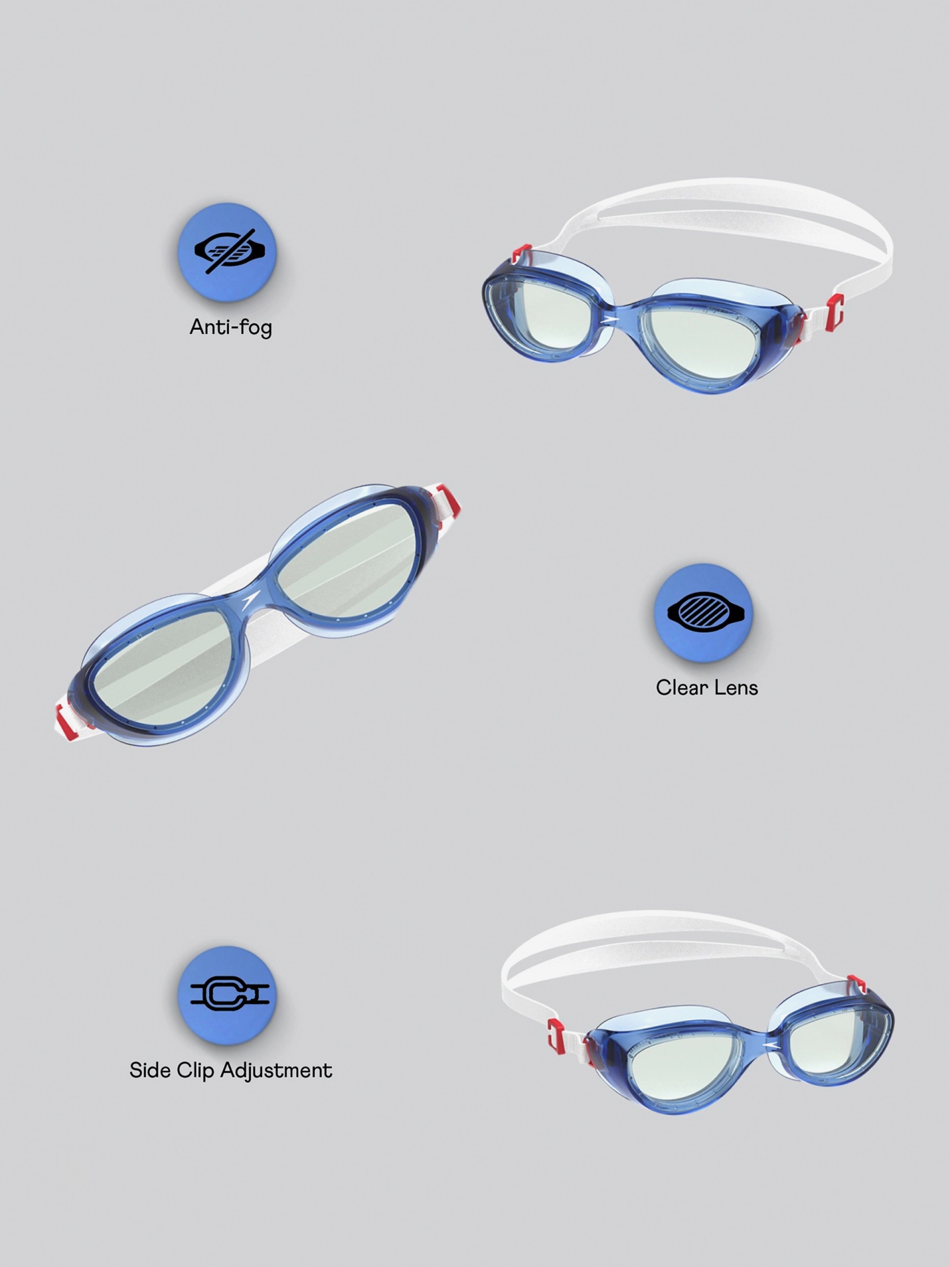 Gafas de Natación Speedo Futura Hydrospex Azules y Blancas