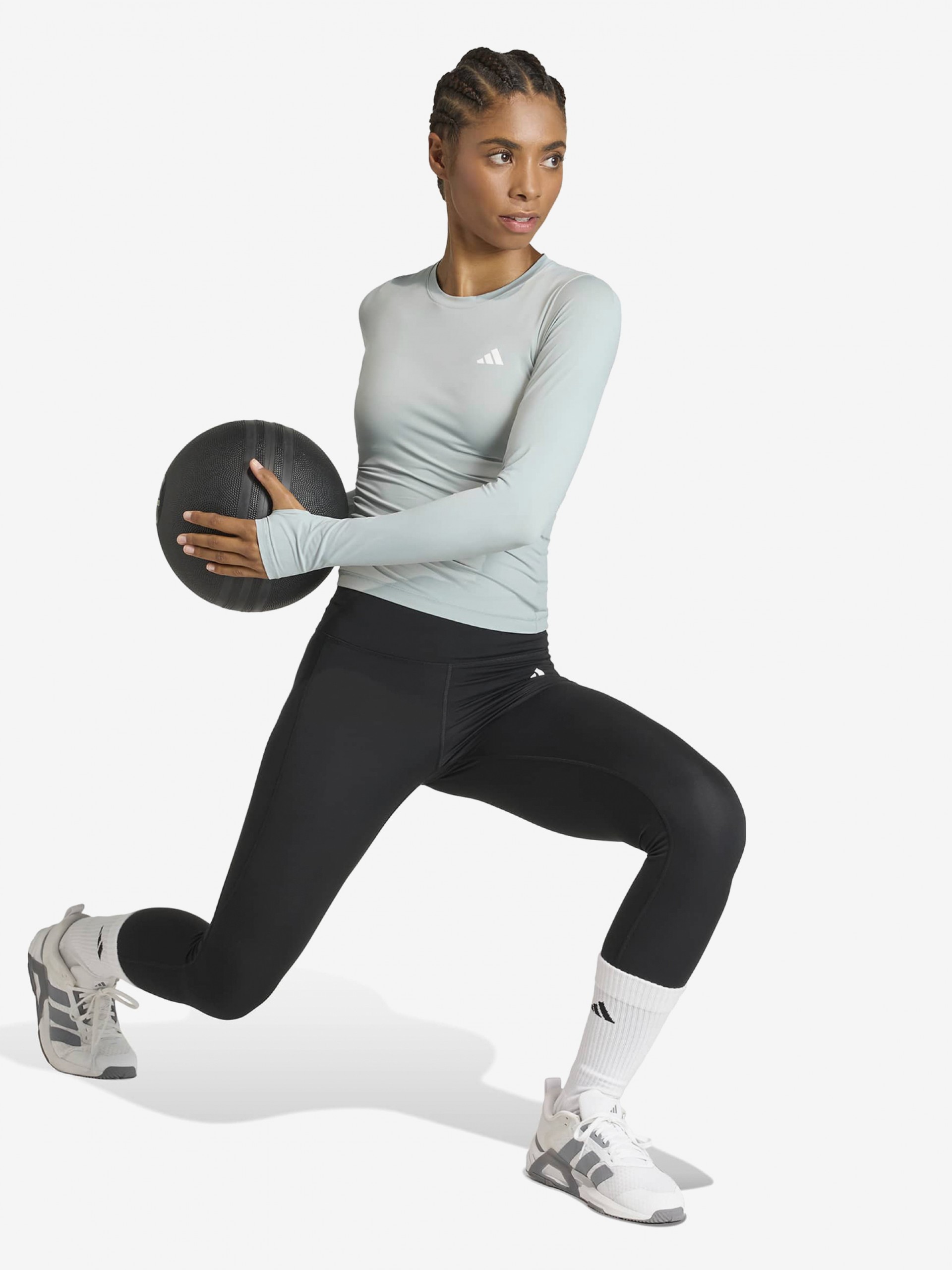 Adidas Power Essentials Workout Contour Climacool W Green Training Long Sleeve Top