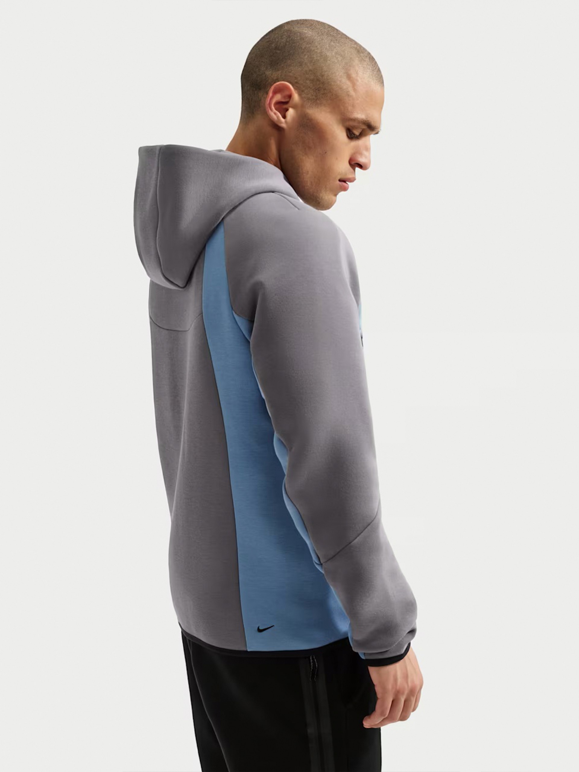 Nike Tech Fleece Windrunner Grey and Blue Hooded Jacket For Men