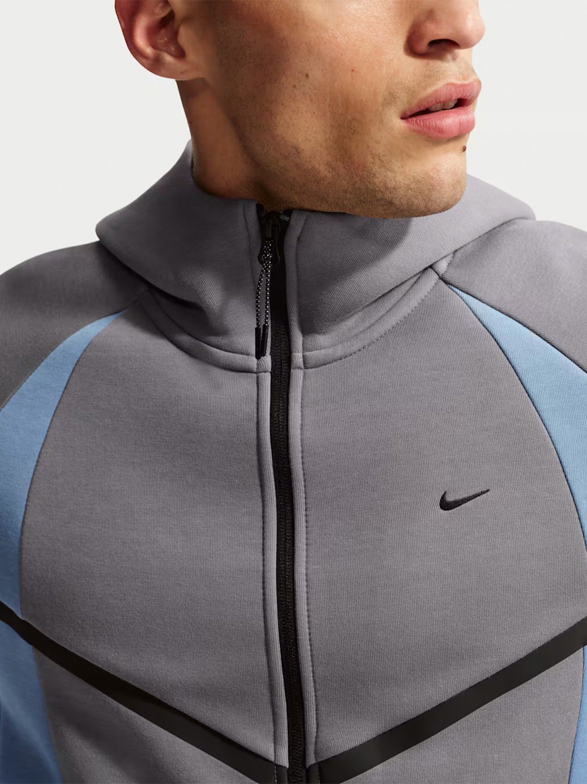 Chaqueta con Capucha Nike Tech Fleece Windrunner Gris y Azul Para Hombre