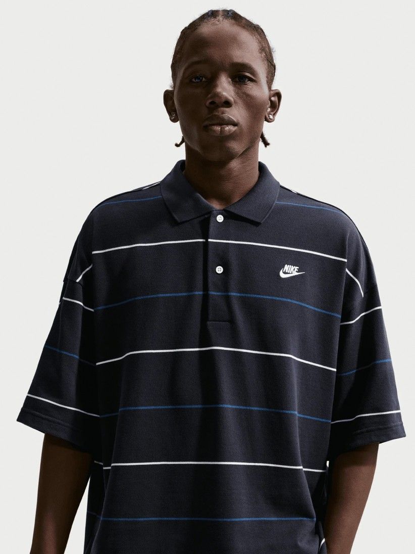 Polo Nike Sportswear Club Azul �s Riscas Para Homem