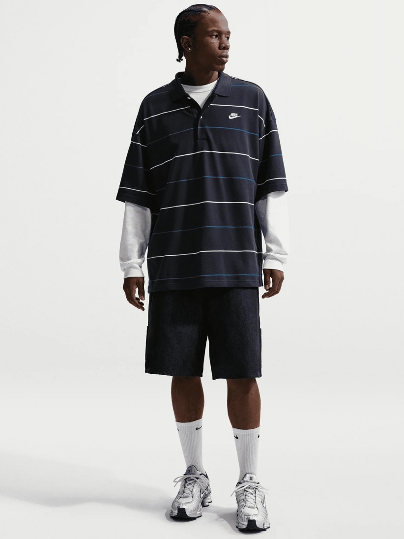 Polo Nike Sportswear Club Azul �s Riscas Para Homem