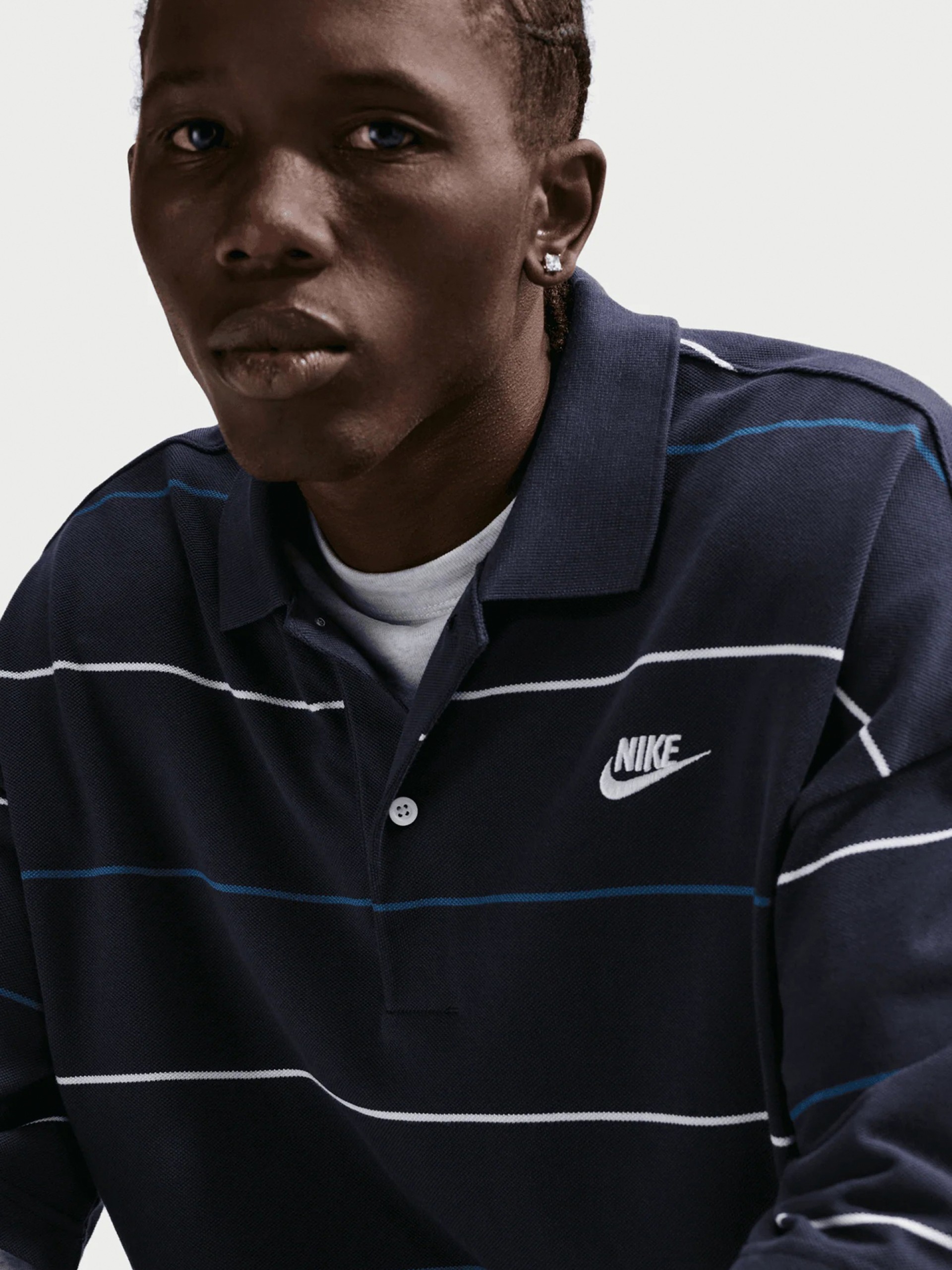Polo Nike Sportswear Club Azul De Rayas Para Hombre