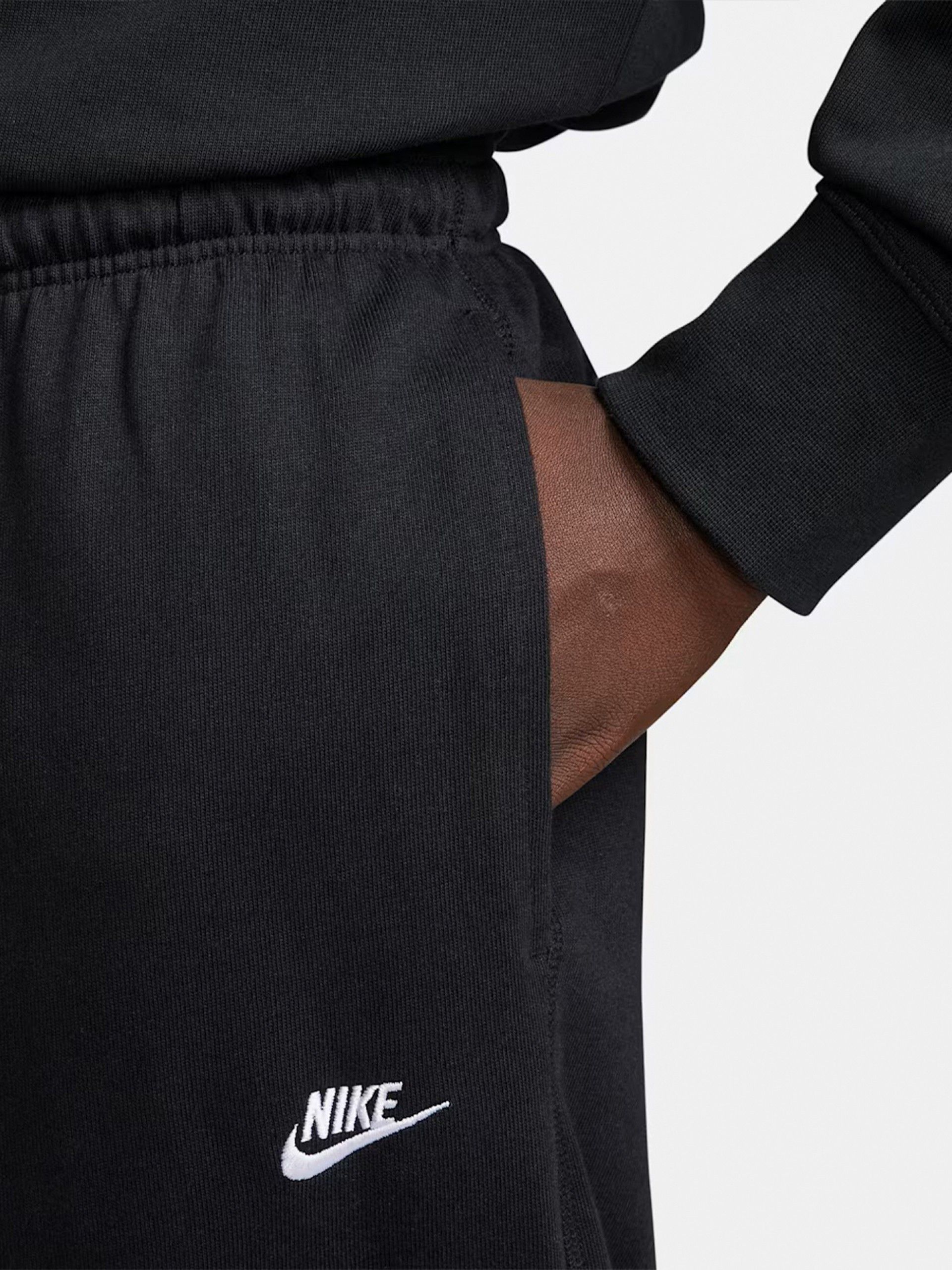 Nike Club Fleece Open-Hem Black Trousers For Men