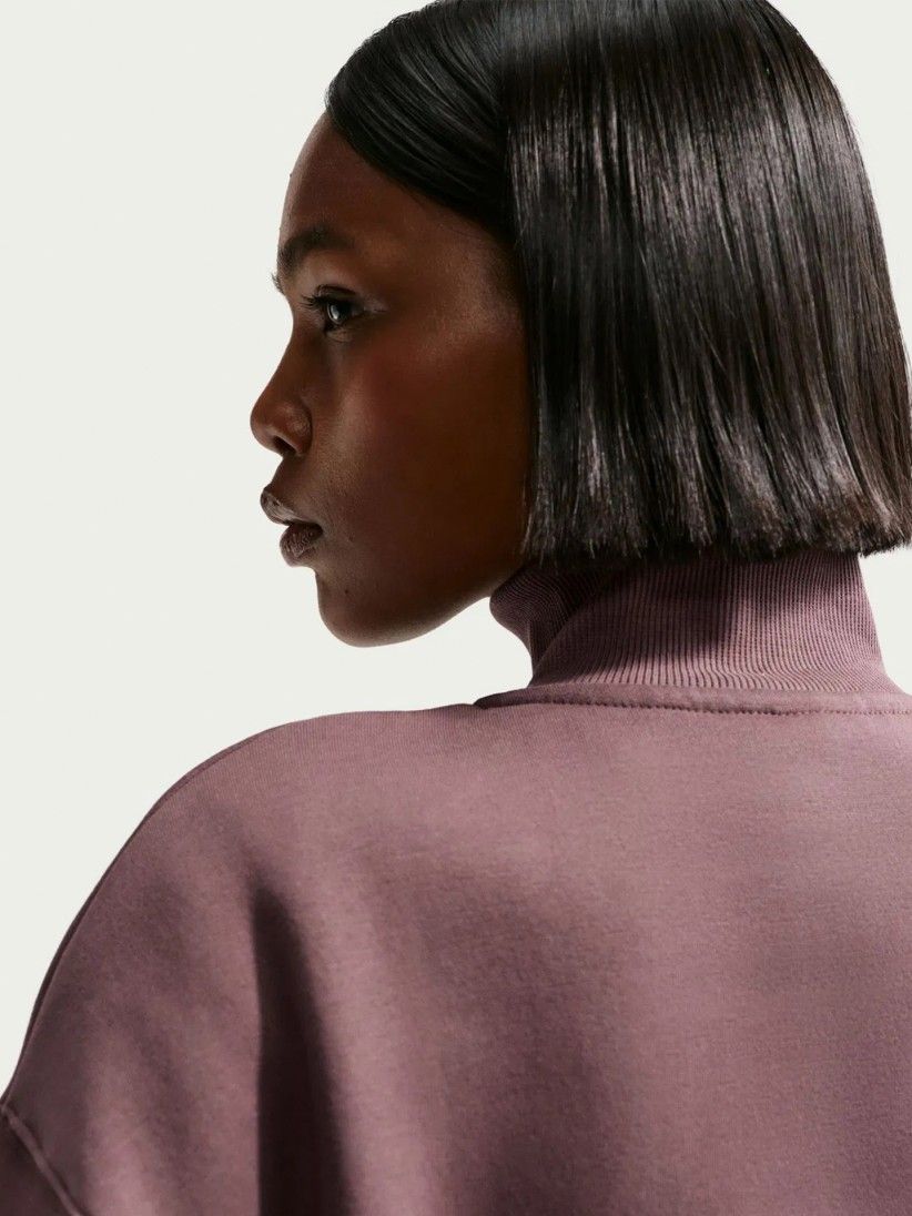 Nike Sportswear Phoenix Fleece Crop Burgundy Zip Sweater For Women