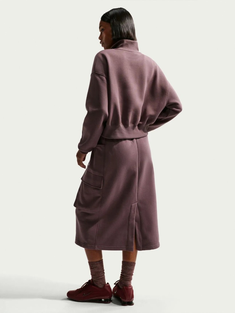 Nike Sportswear Phoenix Fleece Crop Burgundy Zip Sweater For Women