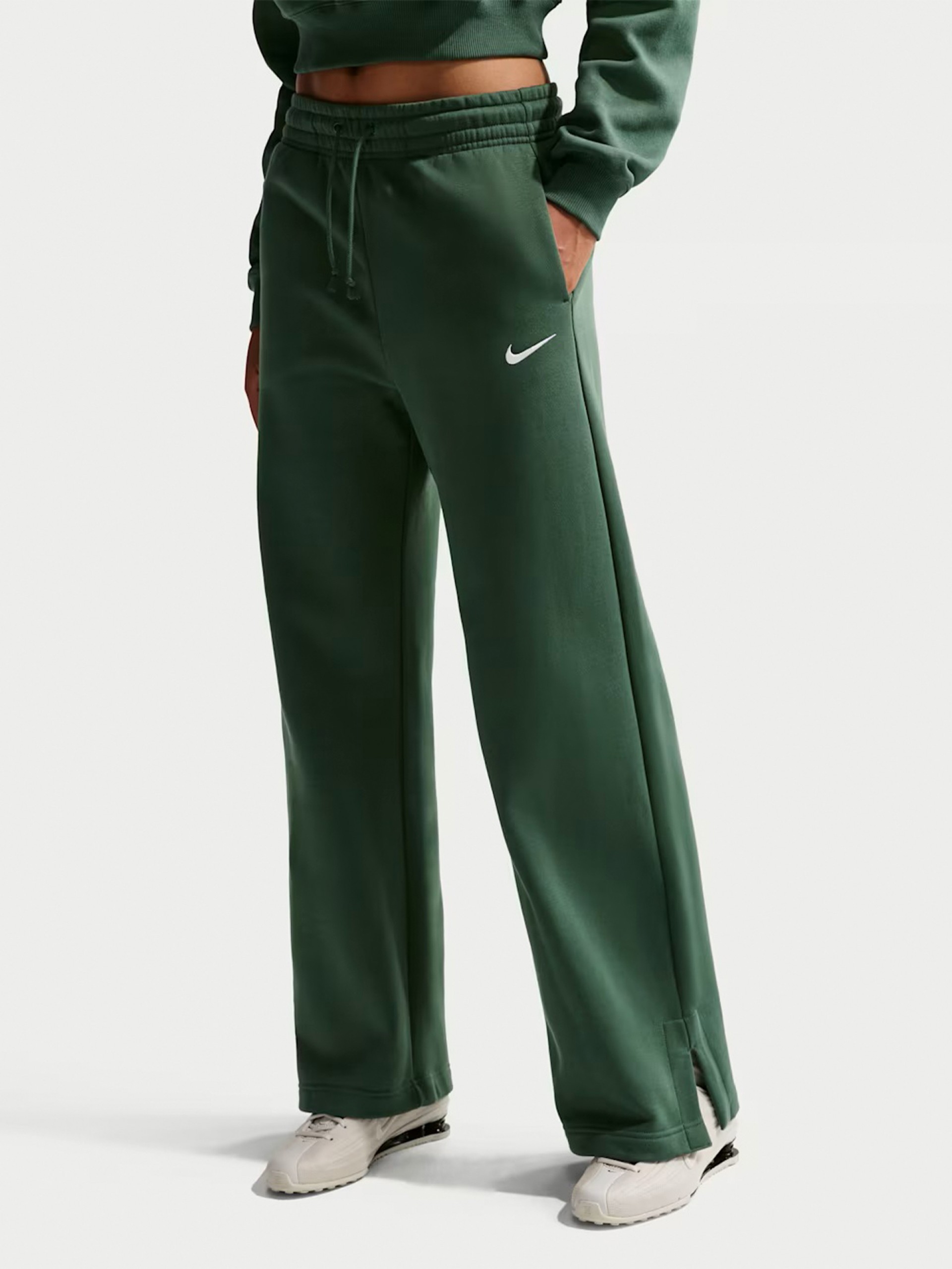 Nike Sportswear Phoenix Fleece High Rise Green Trousers For Women