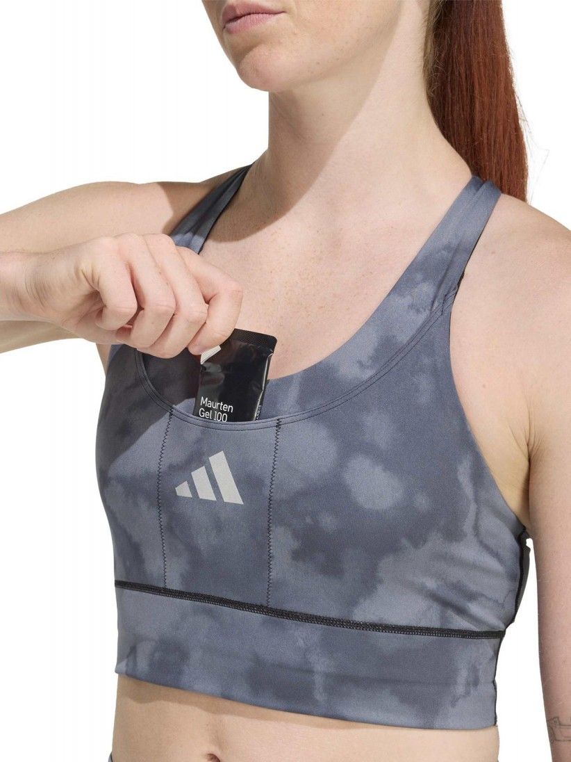 Adidas Adi365 Pocket Graphic Medium Support W Grey Sports Bra Adidas Adi365 Pocket Graphic Medium Support W Grey Sports Bra