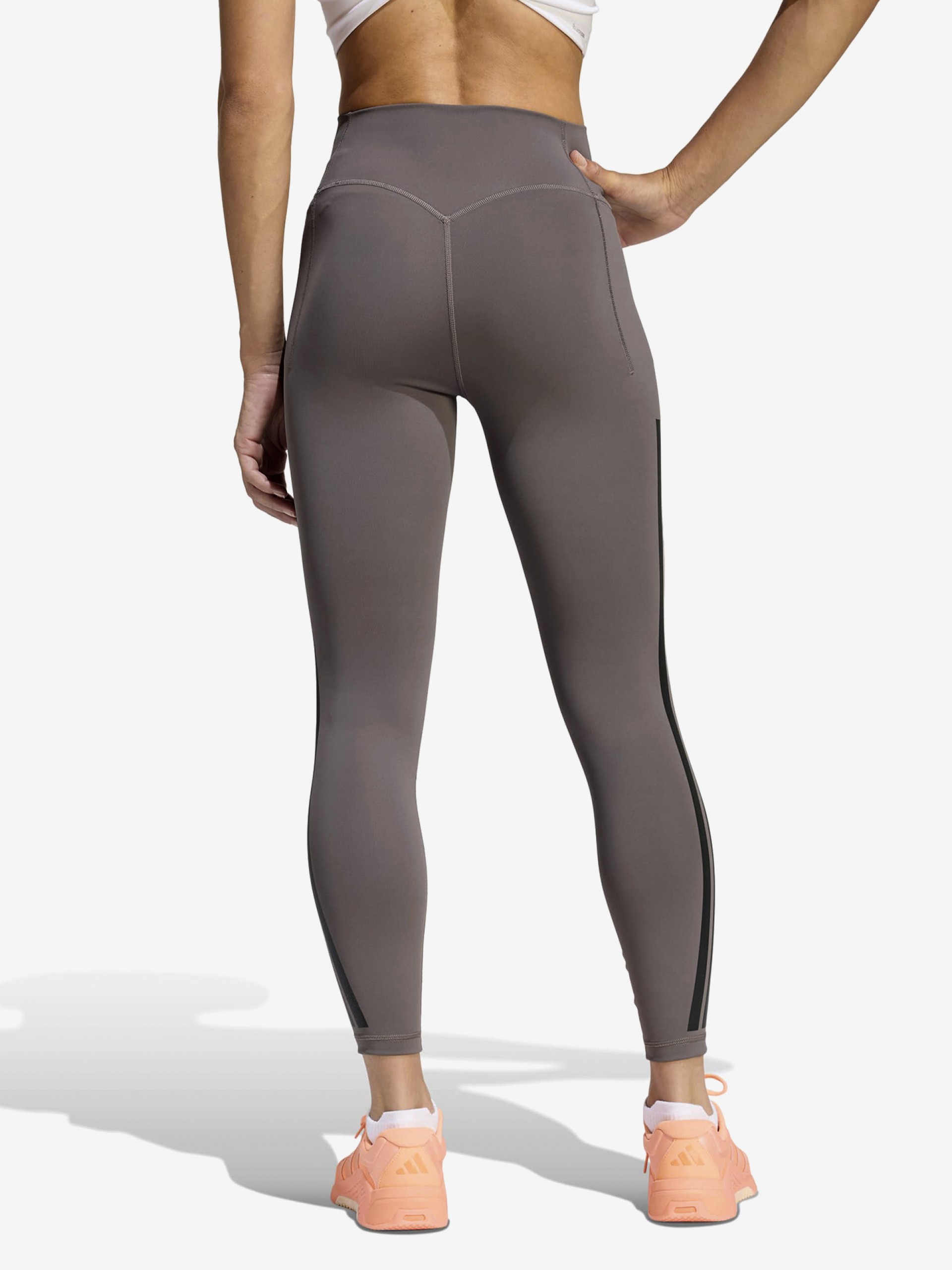 Leggings de Entrenamiento 7/8 Adidas Optime 3-Stripes High-Rise W Grises