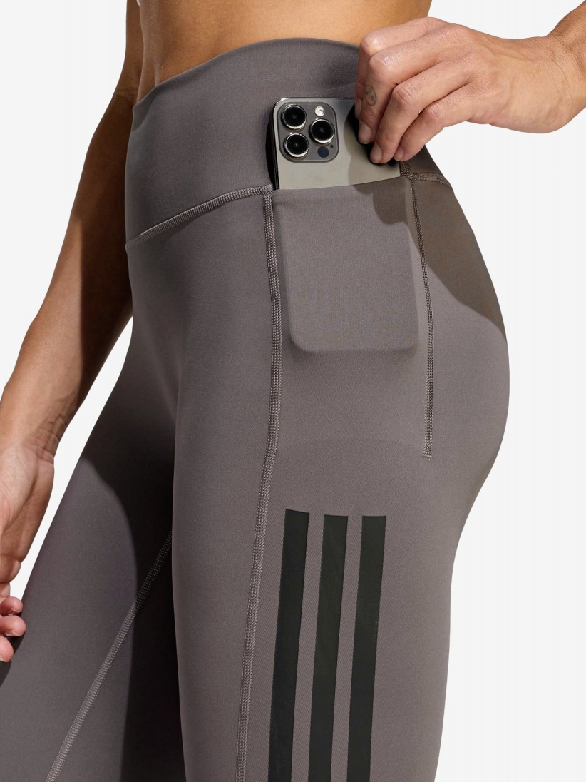 Leggings de Entrenamiento 7/8 Adidas Optime 3-Stripes High-Rise W Grises
