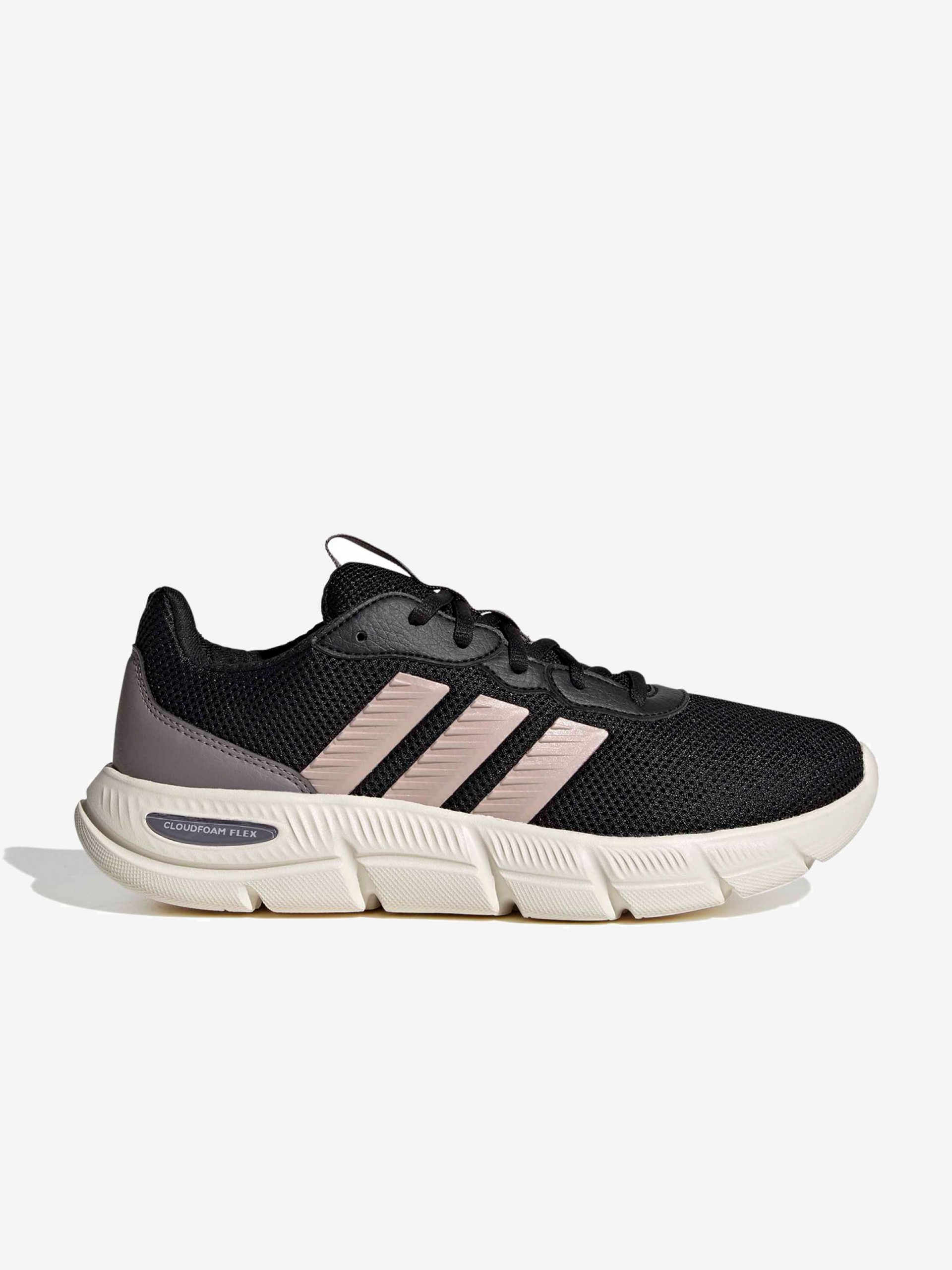 Zapatillas Para Caminar Adidas Cloudfoam Flex Cordones W Negras y Rosa