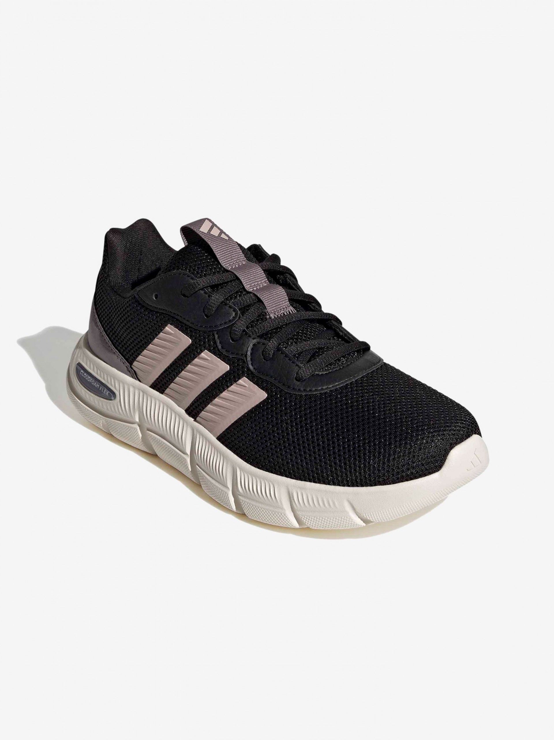 Zapatillas Para Caminar Adidas Cloudfoam Flex Cordones W Negras y Rosa
