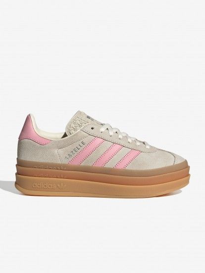 Adidas Gazelle Bold J Grey and Pink Suede Sneakers