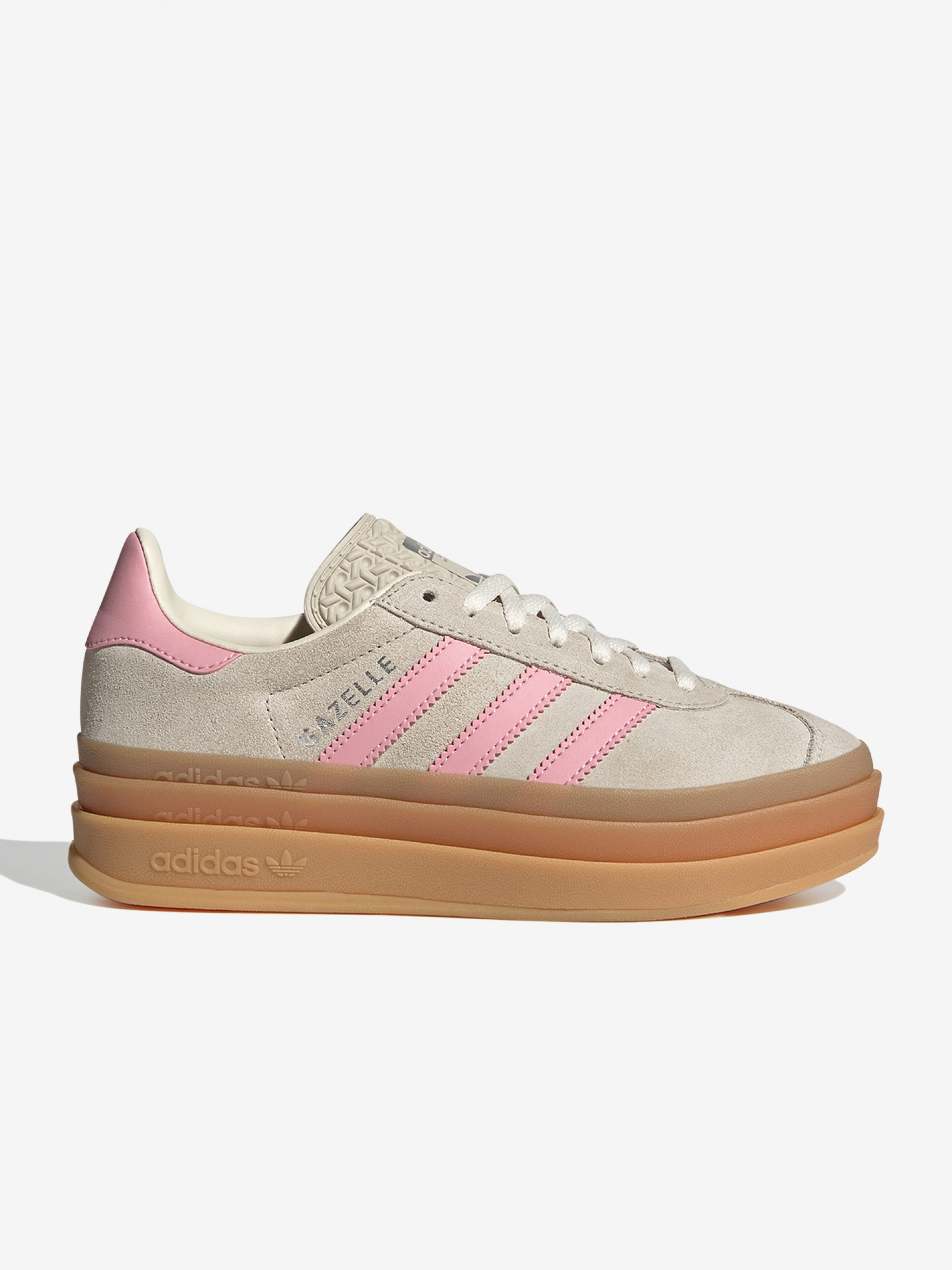 Zapatillas Adidas Gazelle Bold J Grises y Rosa De Gamuza