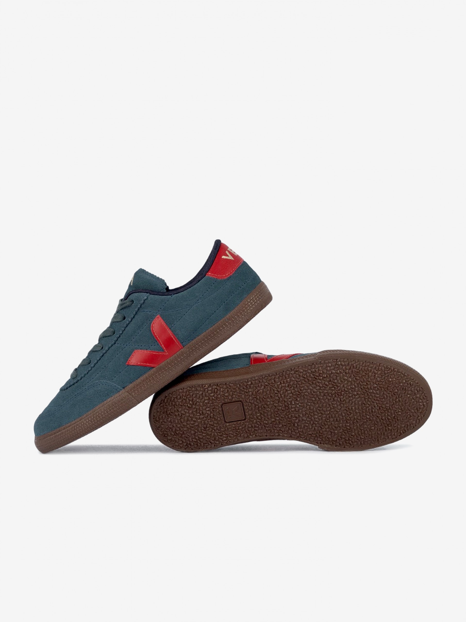 Zapatillas VEJA Panenka Azules y Rojas De Gamuza