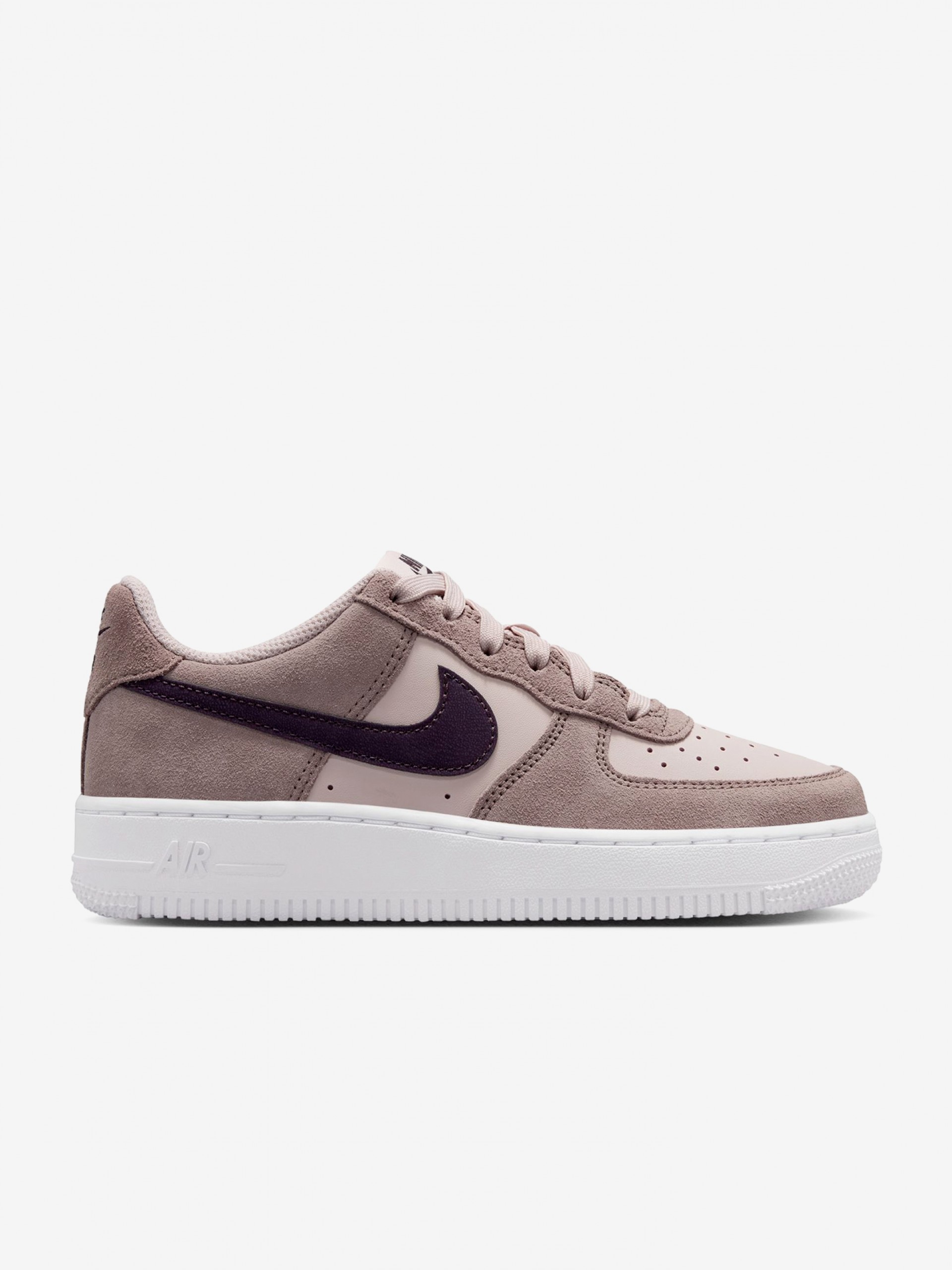 Sapatilhas Nike Air Force 1 Essential+ Rosa e Castanhas Em Pele e Camurça Júnior