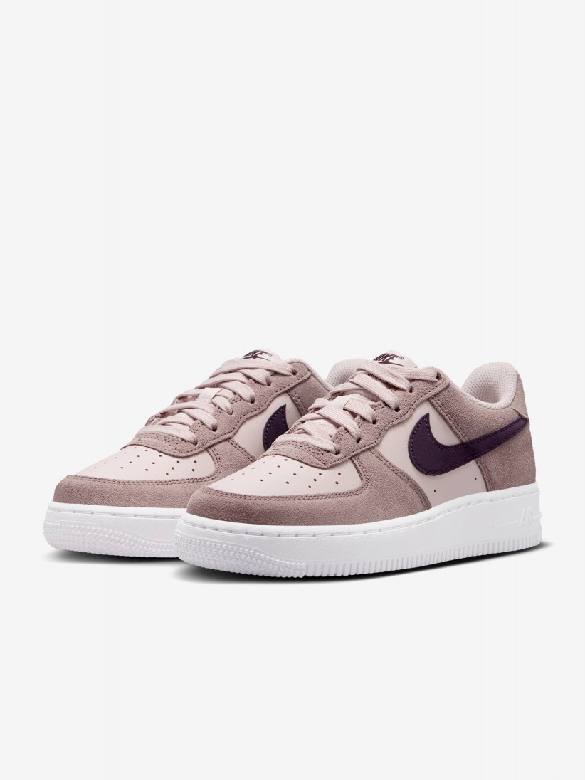 Nike Air Force 1 Essential+ Pink and Brown Leather and Suede Junior Sneakers