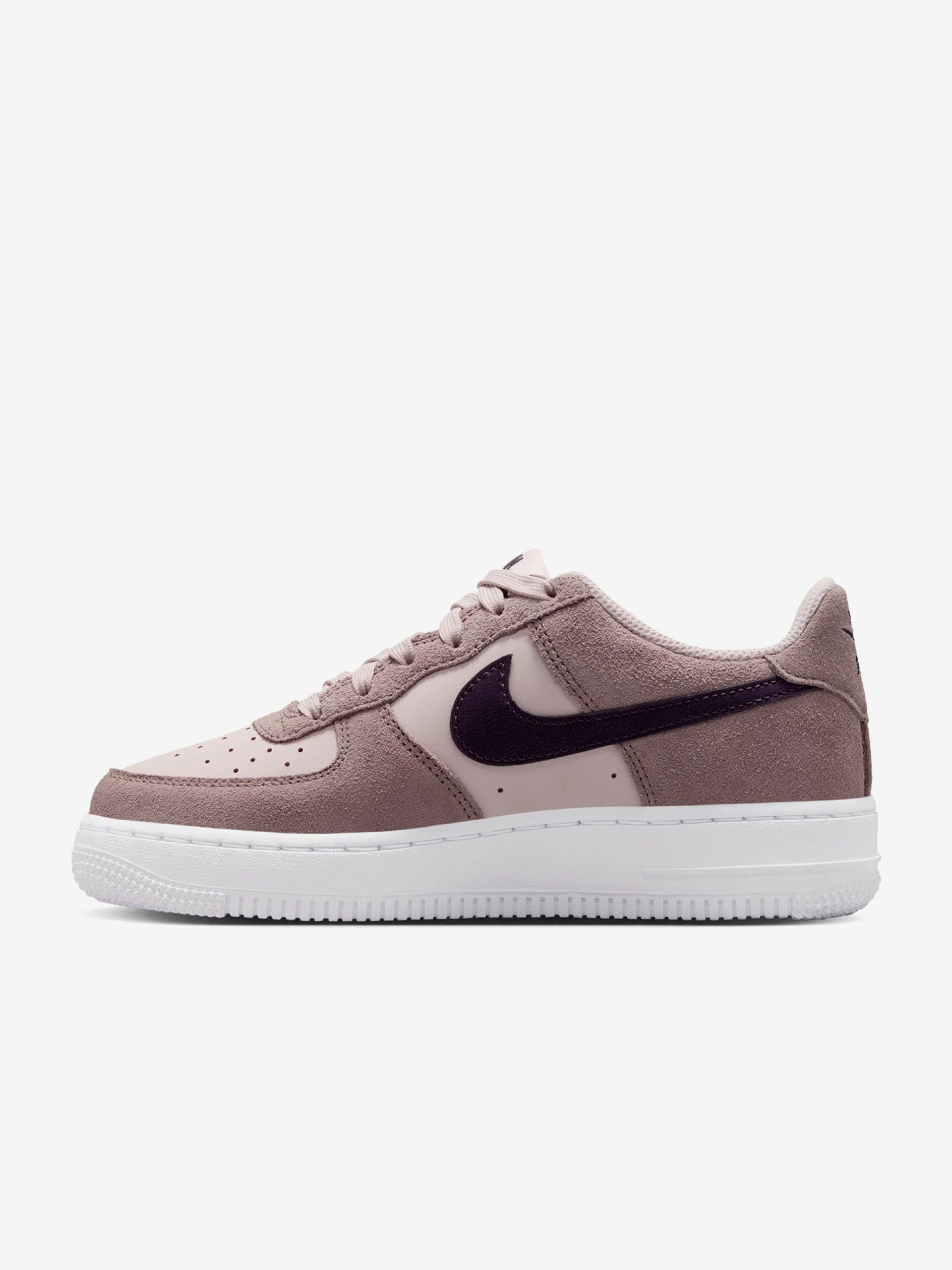 Sapatilhas Nike Air Force 1 Essential+ Rosa e Castanhas Em Pele e Camurça Júnior