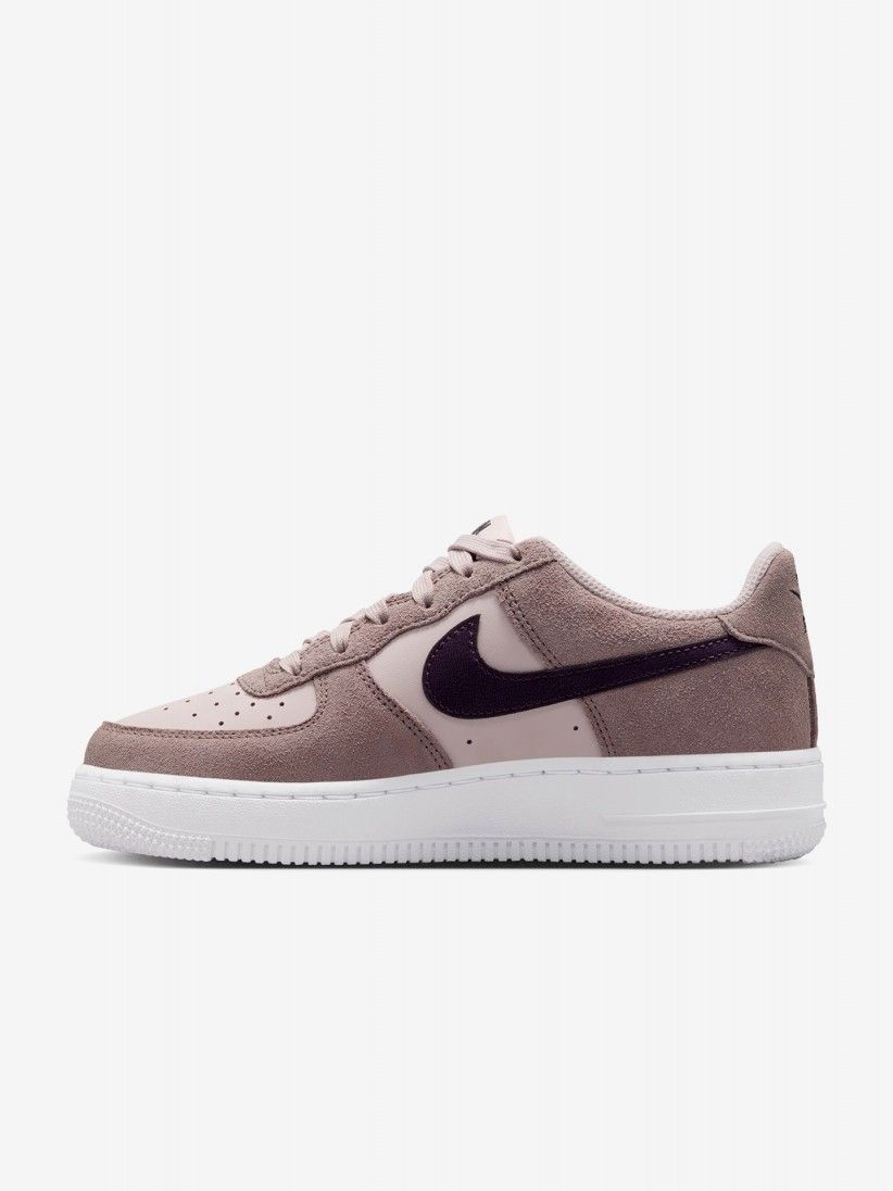 Nike Air Force 1 Essential+ Pink and Brown Leather and Suede Junior Sneakers