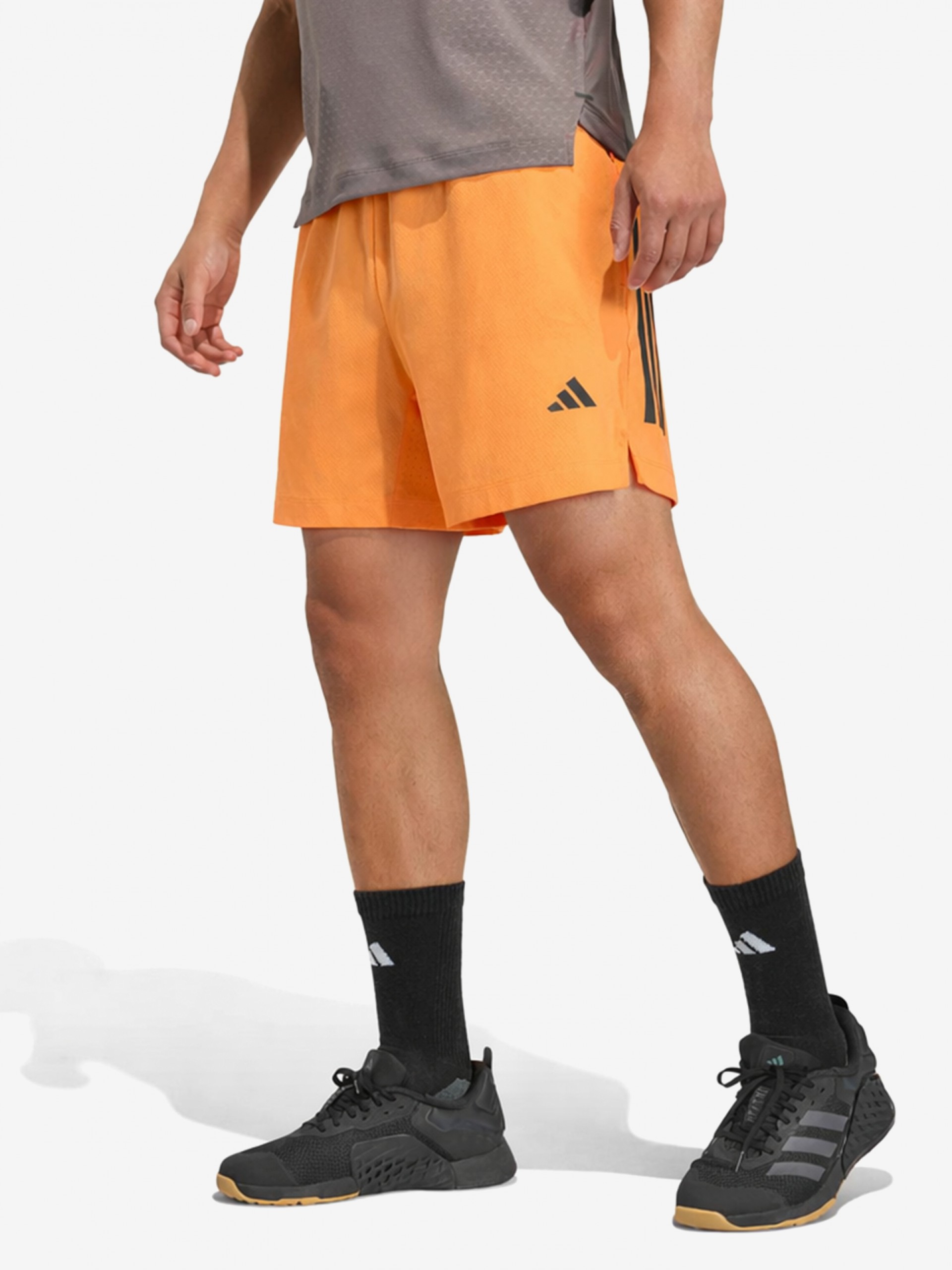 Calções de Treino Adidas D4T Power 3-Stripes 18cm Laranja