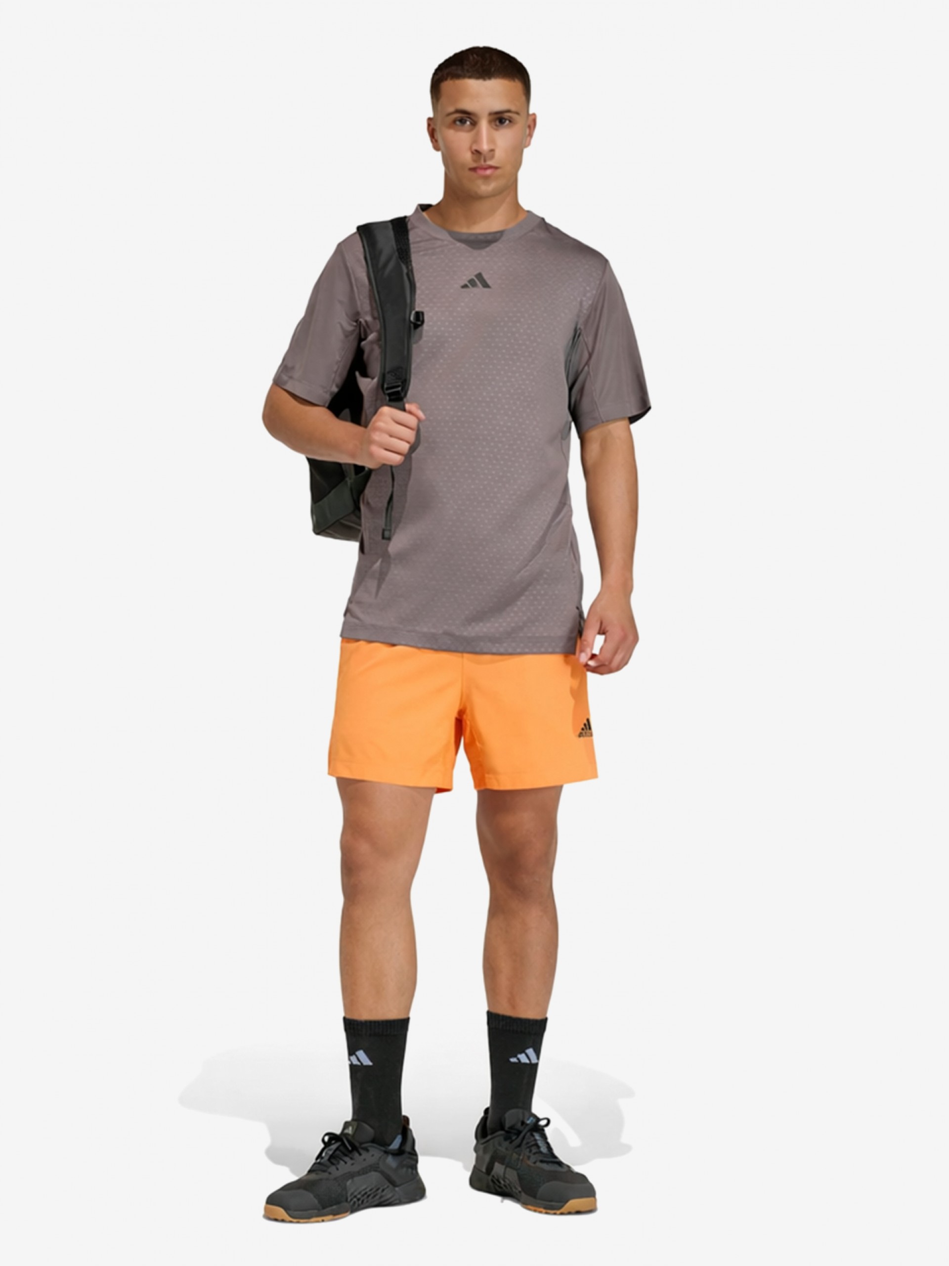 Calções de Treino Adidas D4T Power 3-Stripes 18cm Laranja