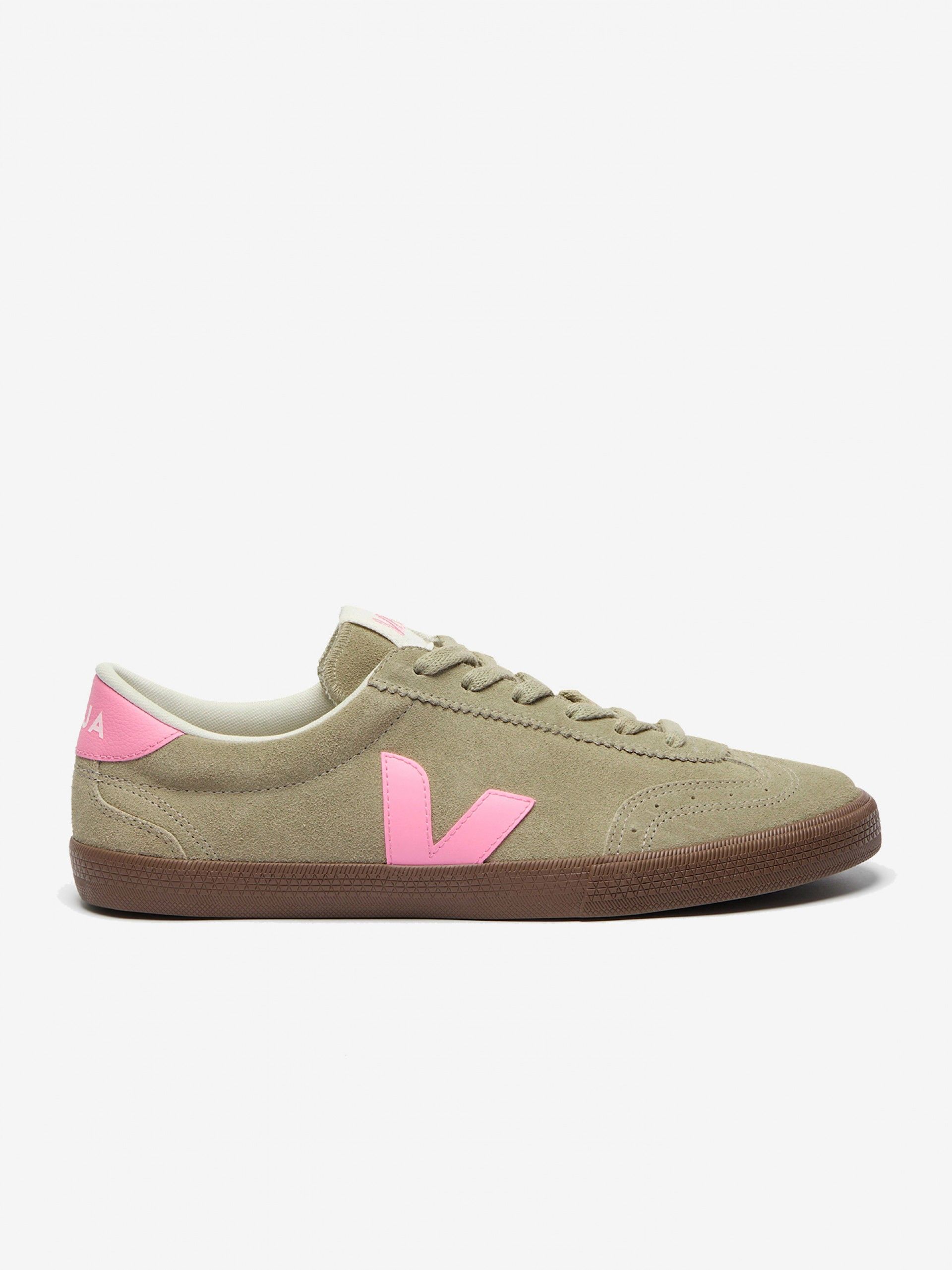 Zapatillas VEJA Volley Caqui y Rosa De Gamuza