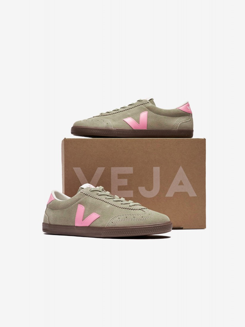 Zapatillas VEJA Volley Caqui y Rosa De Gamuza