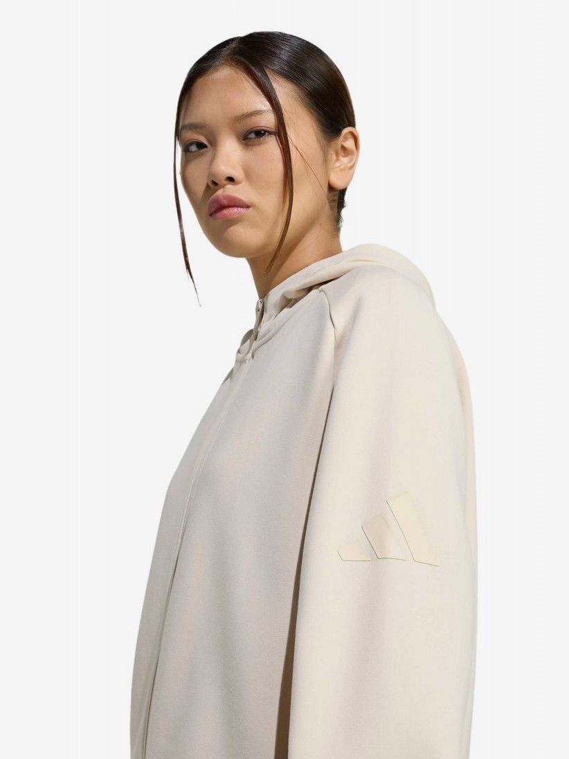 Adidas Soft Lux W Beige Hooded Jacket Adidas Soft Lux W Beige Hooded Jacket