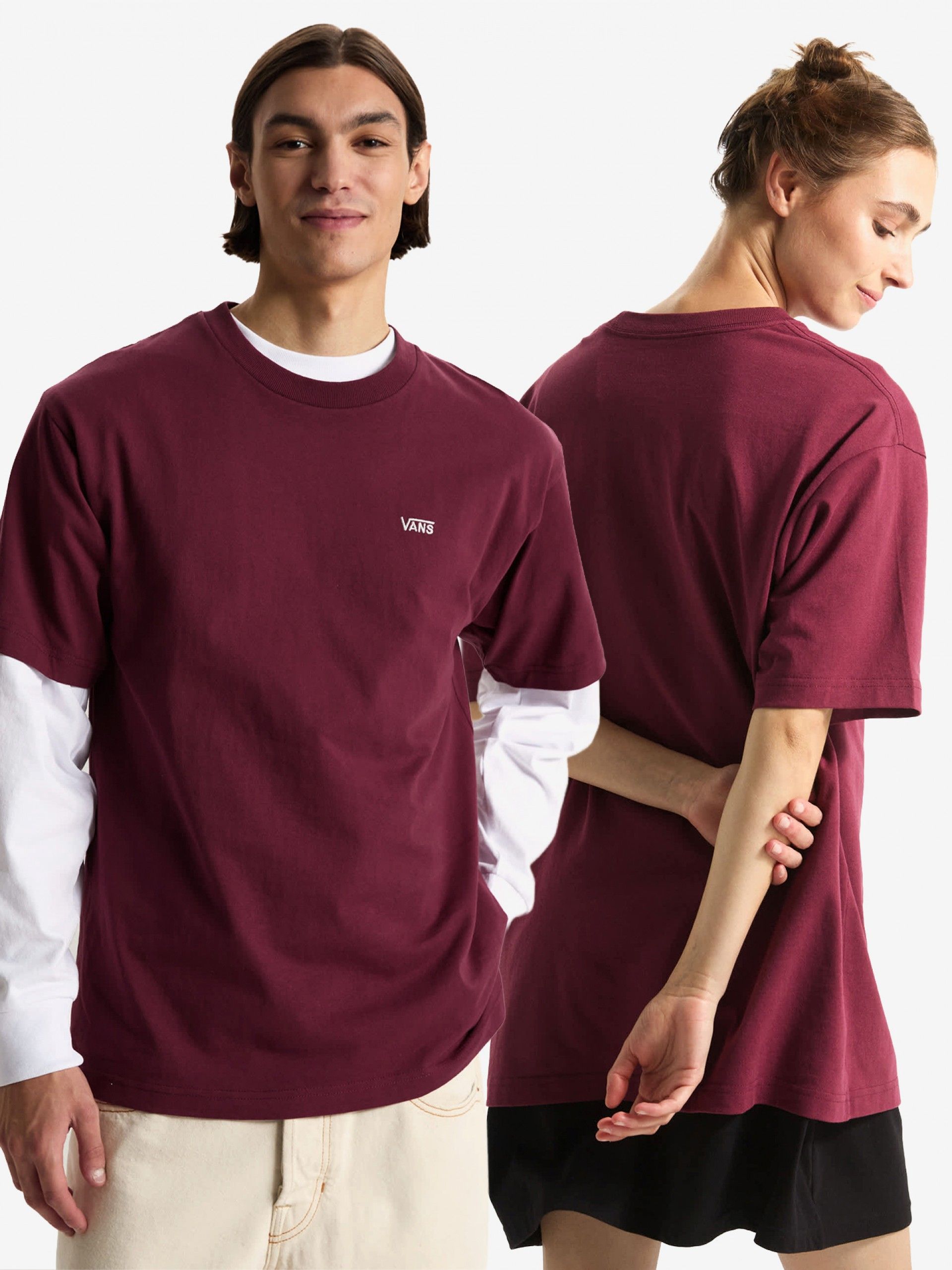 Camiseta Vans Left Chest II Loose Burdeos
