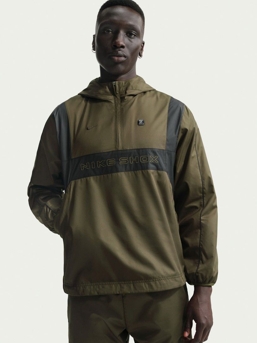 Nike Sportswear Shox Green Hooded Windbreaker Jacket For Men Nike Sportswear Shox Green Hooded Windbreaker Jacket For Men