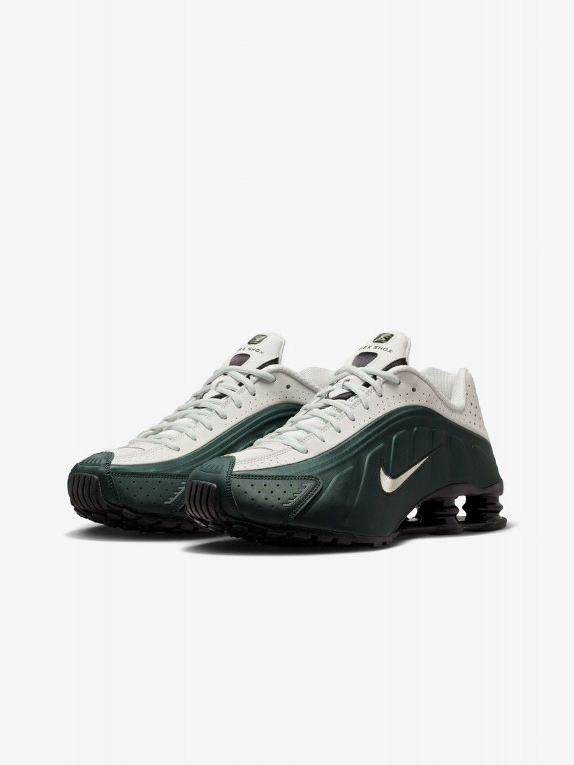 Zapatillas Nike Shox R4 Blancas y Verdes Para Hombre