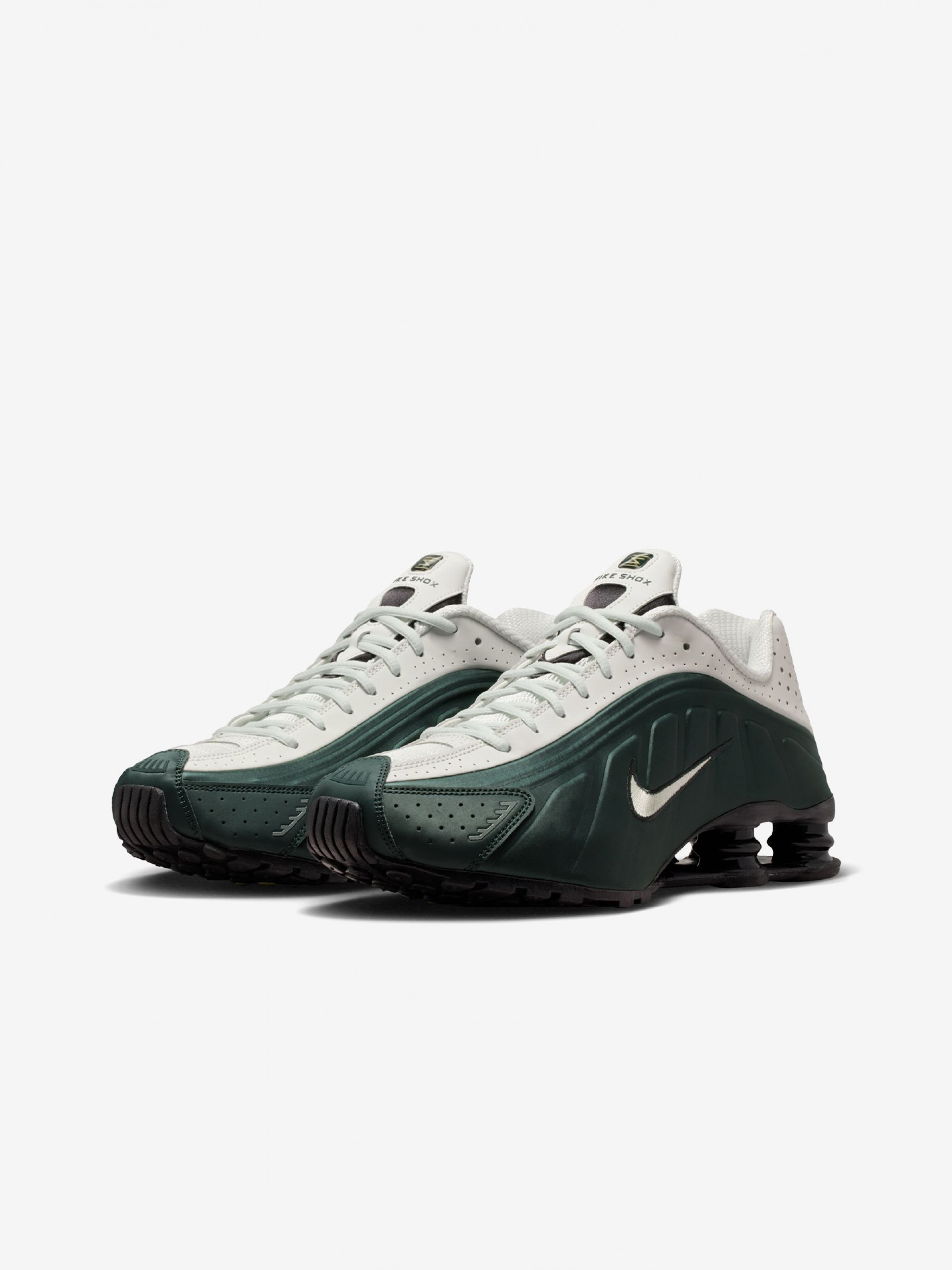 Sapatilhas Nike Shox R4 Brancas e Verdes Para Homem